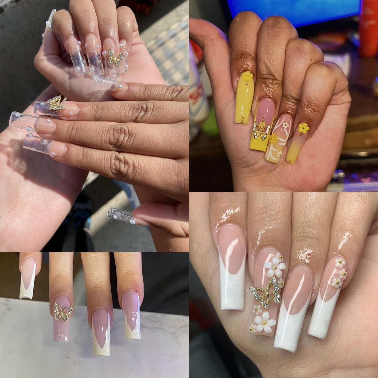 Butterfly Nail Charms Butterflies Nail Charms with Diamond Design Alloy Butterfly Nail Rhinestone Decor for Women Girls Gold Butterfly Charms for Nails 10PCS