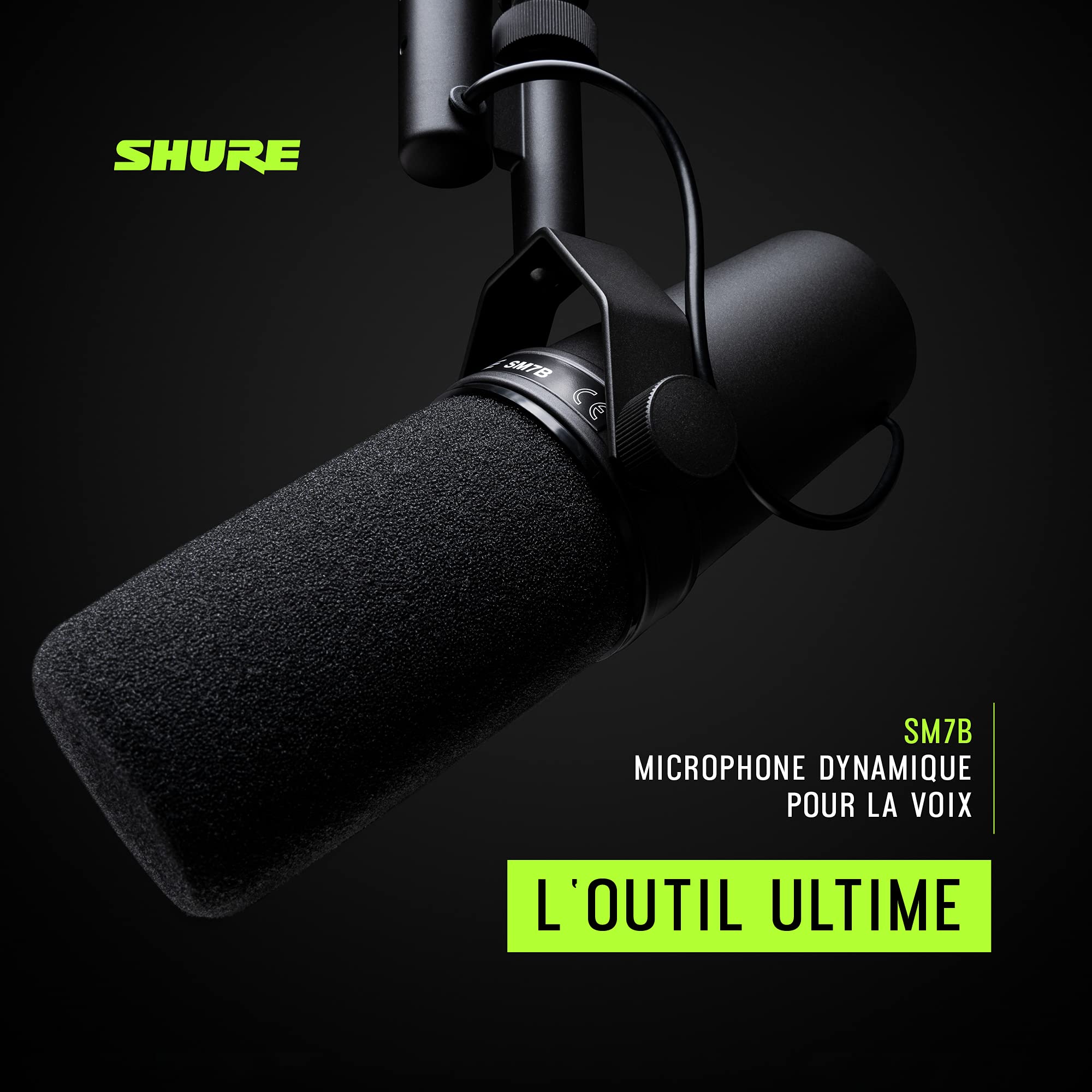 Shure SM7B Microphone Dynamique Cardioïde, Son Doux et Chaleureux pour Le Broadcast, Le Podcast ou L’Enregistrement