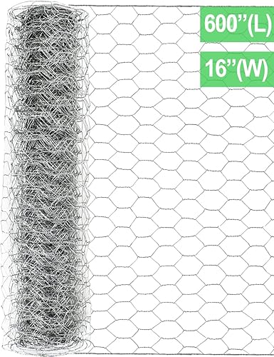 Miniatura 8 de TOYPOPOR Alambre de pollo de 16 x 600 pulgadas (15.7 in x 49.2 ft), malla de alambre galvanizado hexagonal antioxidante para exteriores, para