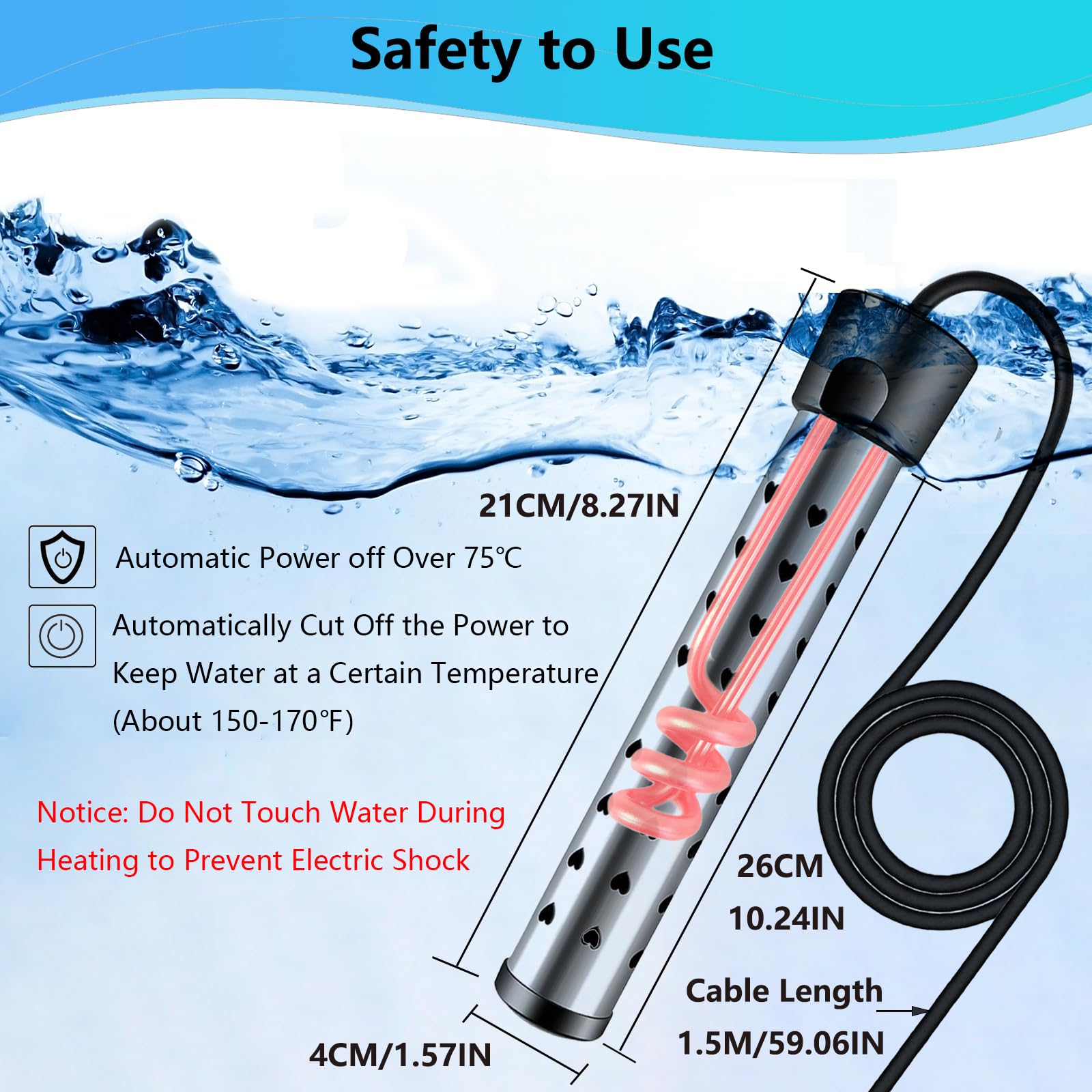 Pool Solar Heater 240V 3000W Immersion Pool Water Heater With