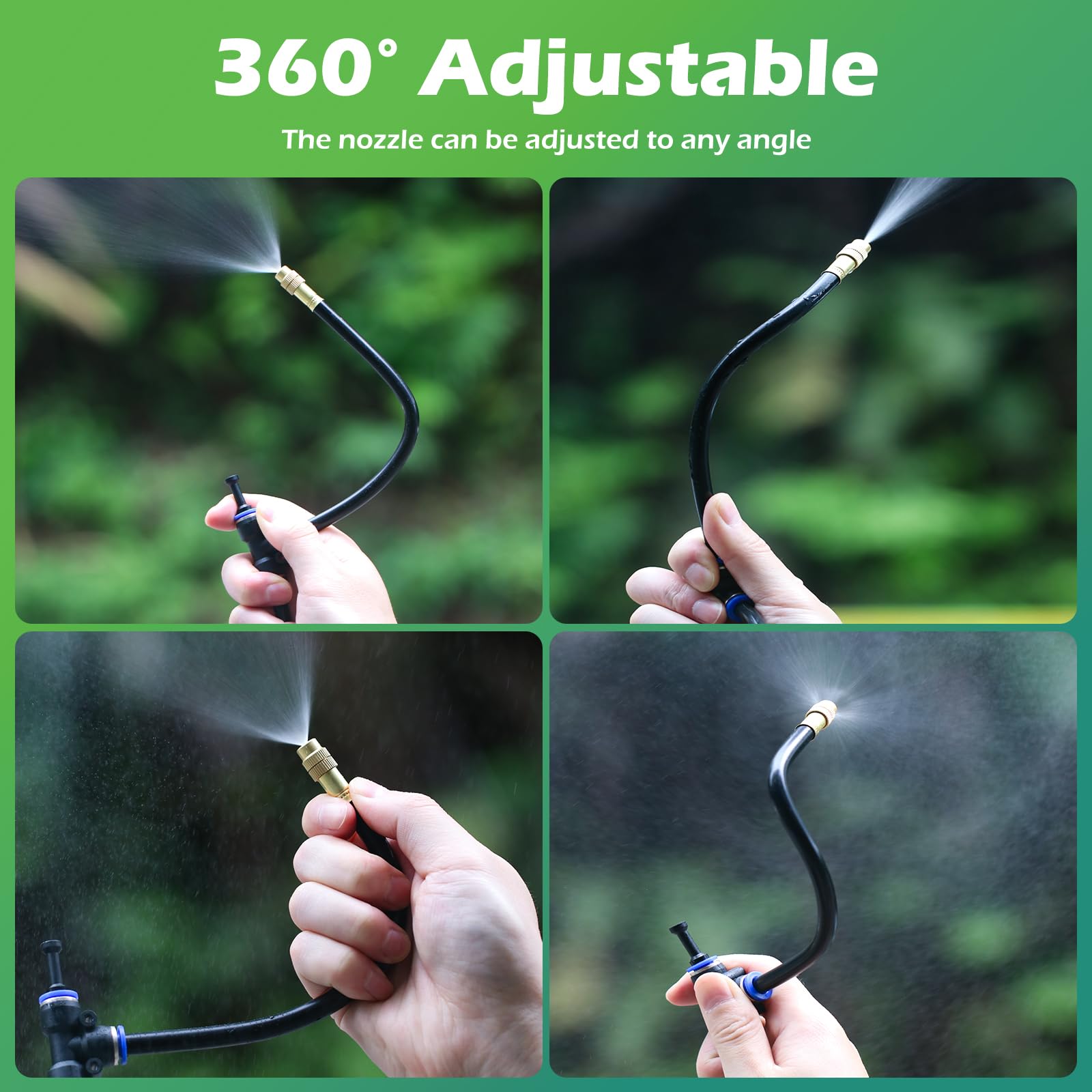 Sistema di irrigazione a goccia da 30 m con 32 ugelli, regolabile a 360°, sistema di irrigazione da giardino pieghevole per serre, cortile, prato, piante, giardino, tubo da 1/4"