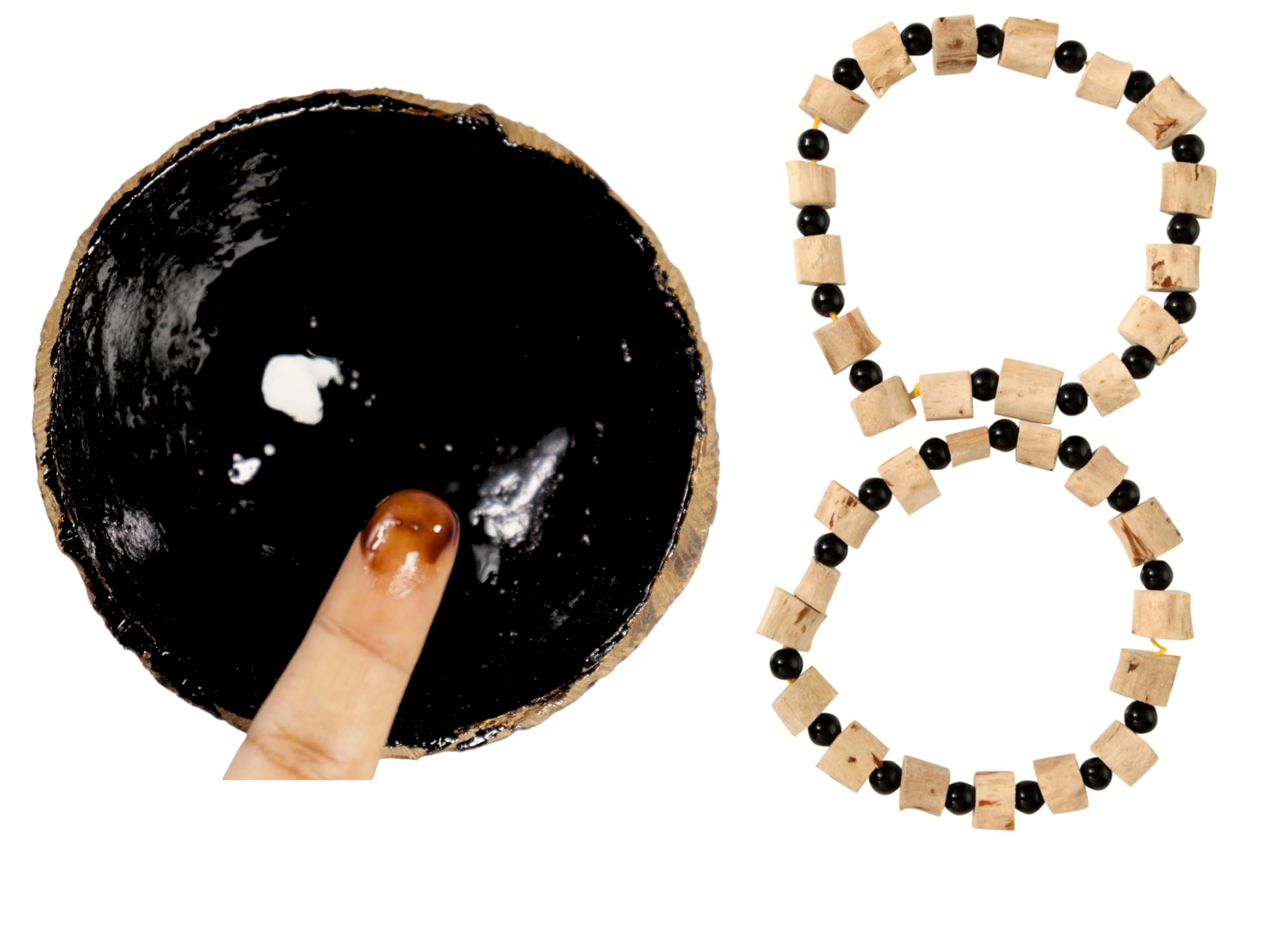 Pyengora Vasambu Bracelet Bangles With Vengai Pal Pottu For New Born Babies, Traditional South Indian Baby Grooming Combo Kits,3 Count,Black