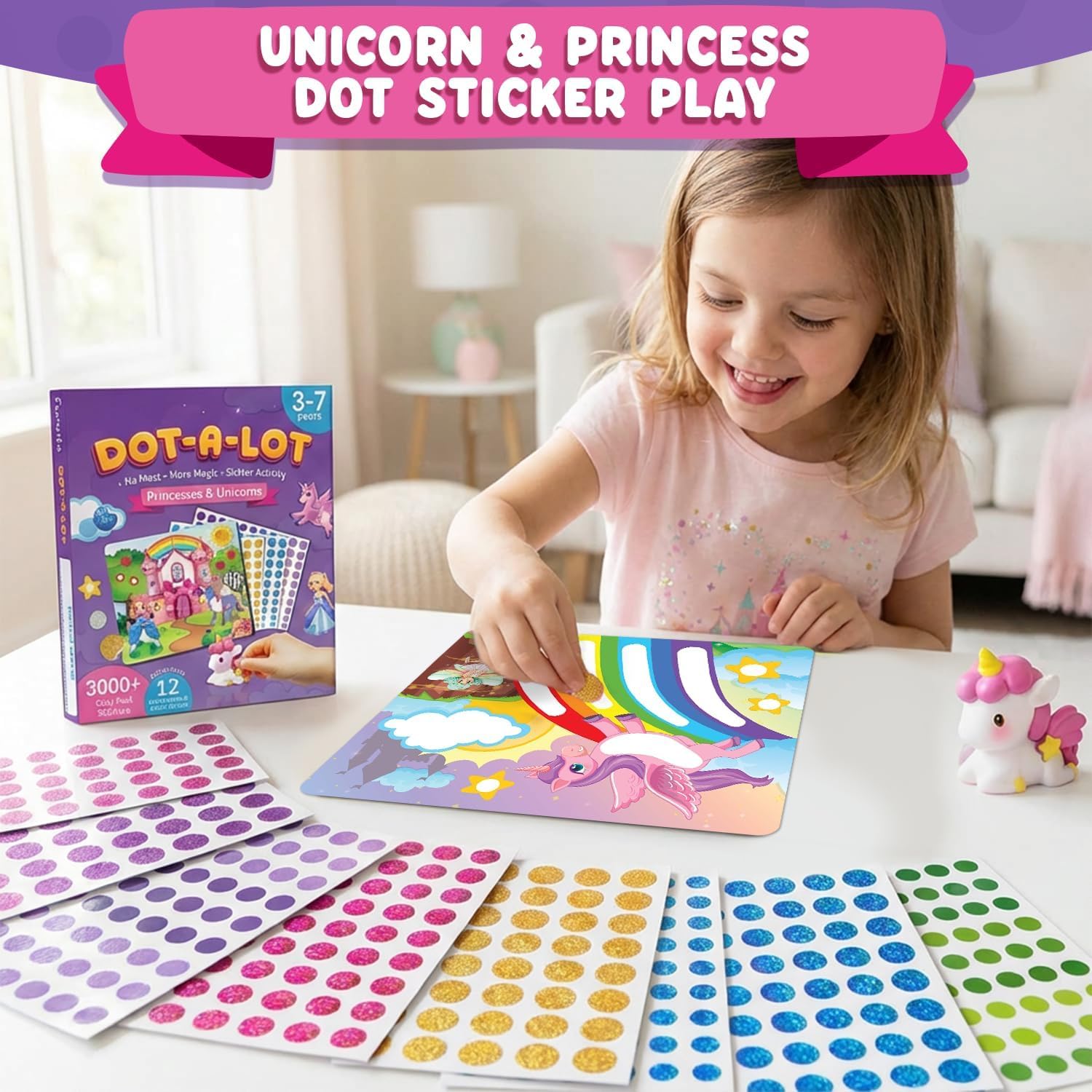 Chalkola Dots of Fun - 8 Washable Dot Markers + Dot Art Sticker Activity Kit | Toddler Art & Craft Supplies for Kids, Stocking Stuffers, Gifts for Boys & Girls Ages 3, 4, 5, 6, 7 Year Old