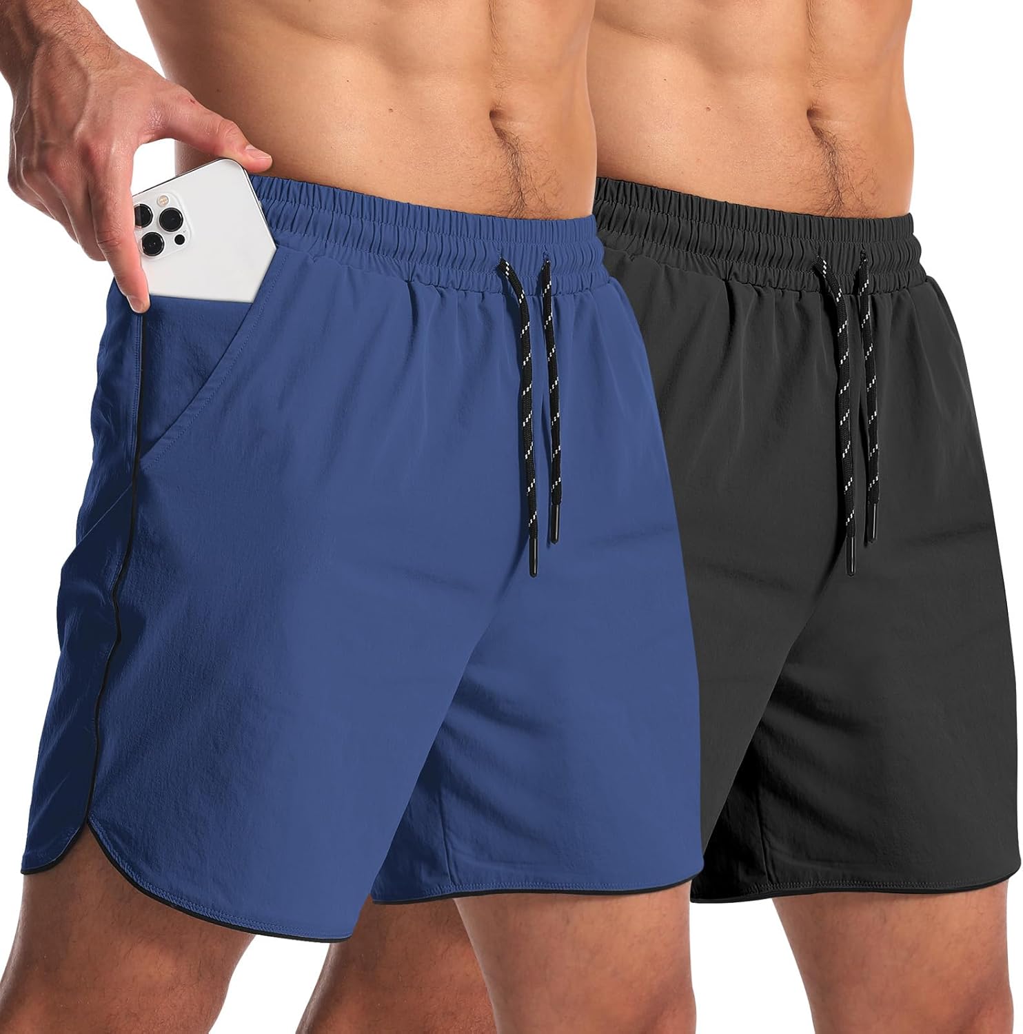 2 Pack Mens Workout Athletic Shorts 5 inch Inseam Quick Dry Running Shorts Men Lightweight Gym Shorts with Pockets