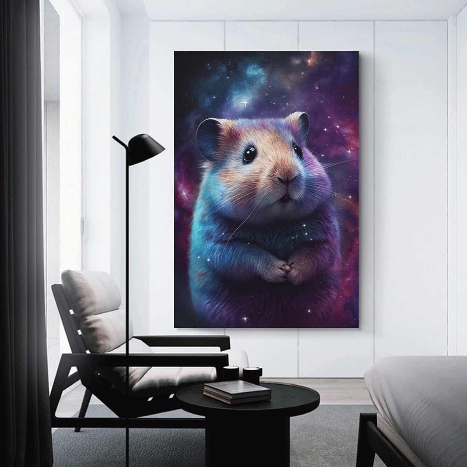 Junmoney Unframe-Style-22 Galaxy Hamster Art Print Home Decor Wall Art 12X18inch(30X45cm), For Bedroom, Guest Room Or Reading Nook, Decorative Wall Art For Cosy Rooms
