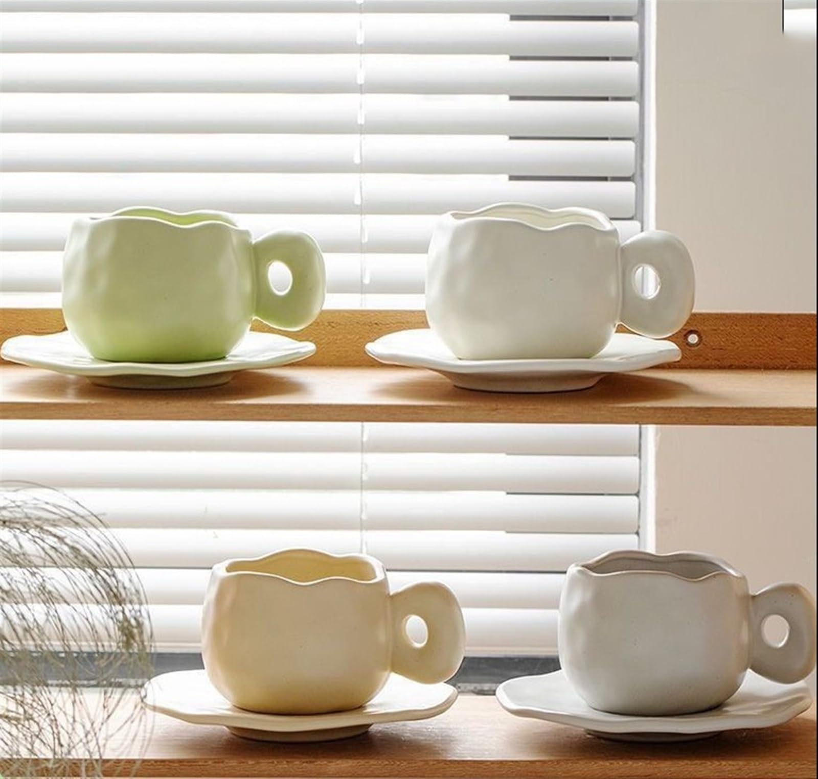 HABITZ Keramik-Kaffeetasse, Teetasse und Untertasse, Set, Keramik-Teetasse, Milchbecher, Tassen for Büro und Zuhause, großer Griff, heißes und kaltes Trinken (Color : M, Size : 330ml)
