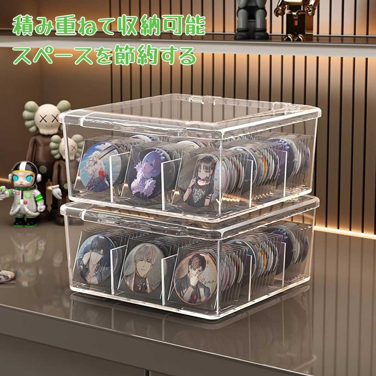 Amazon.co.jp: 缶バッジ 収納ケース 9マス カード 収納ケース 蓋付き
