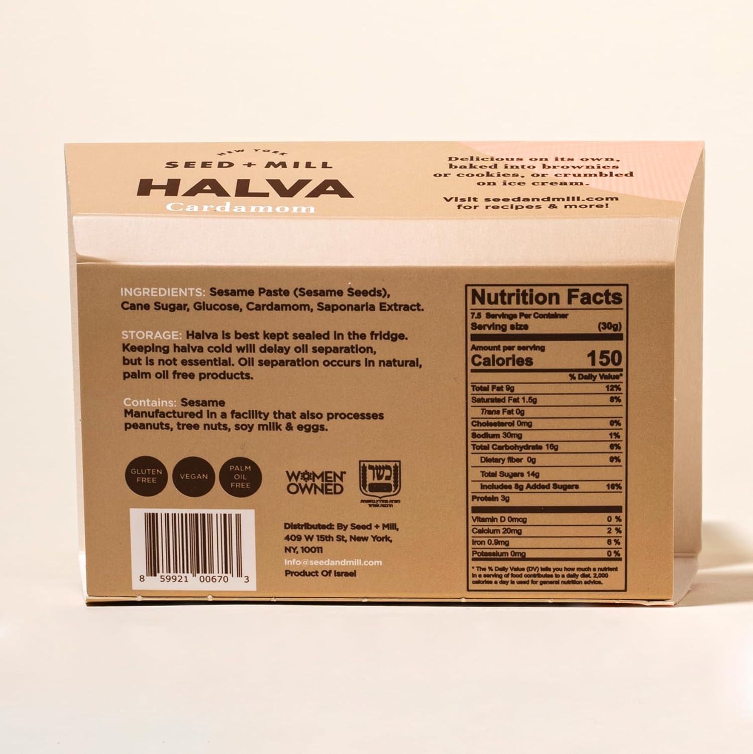 Seed + Mill - Halva - Nostalgia Trio (Cardamom, Pistachio, & Dark Chocolate Toasted Coconut) - Vegan, Kosher, Gluten Free - Enjoy this Vegan Snack & International Candy - 8 oz (3pk)