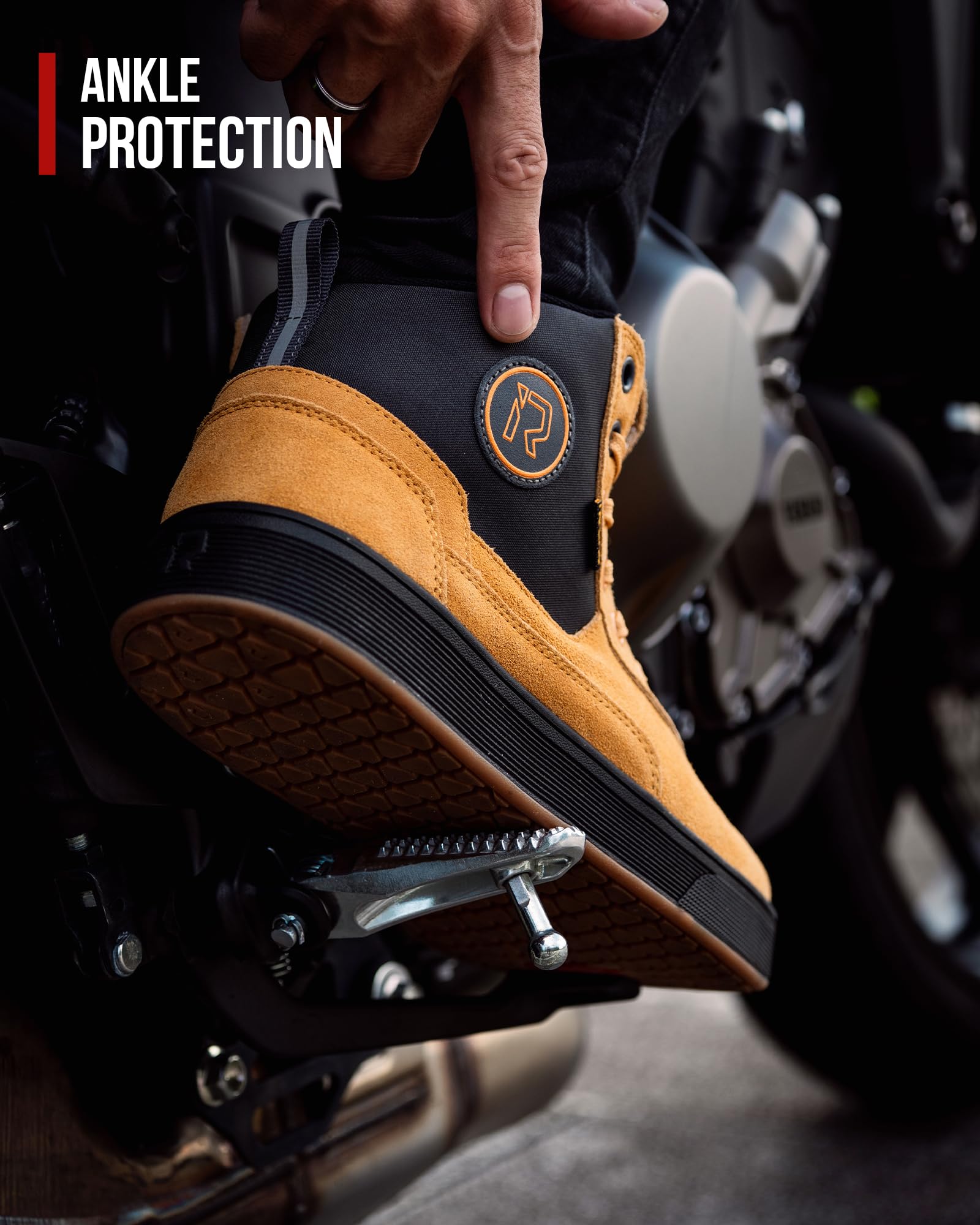 RIDEIRON Chaussure Moto Homme Femme Conforme CE Bottes Moto | Semelles épaisses Antidérapantes,Imperméables Respirantes avec Soutien la ChevilleFermetures à Glissière Latérales