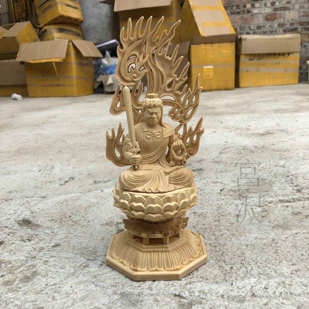 不動明王 木彫仏像 仏教美術品 祈る厄除 精密細工 彫刻工芸品 招財開運