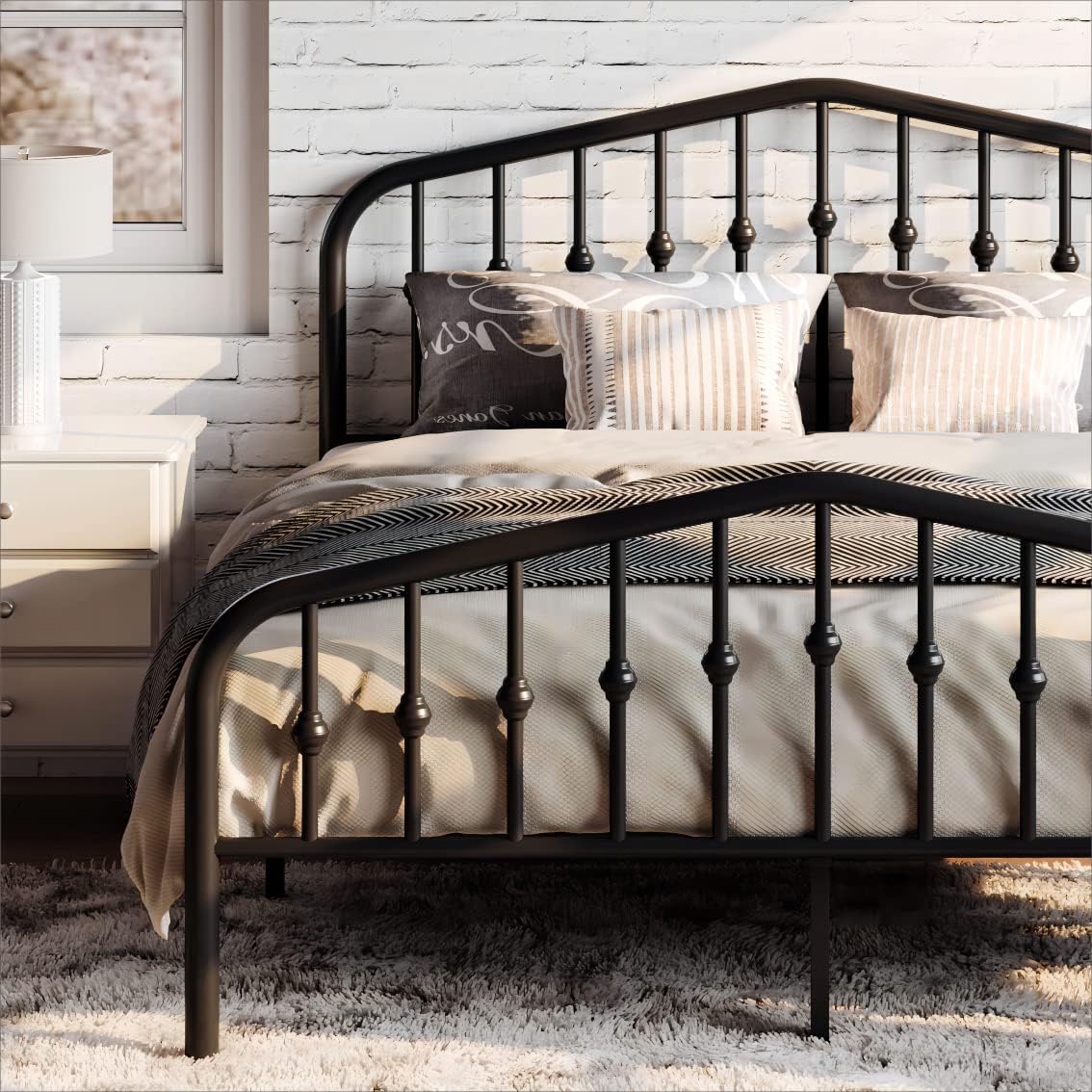 TRIBECCA home Wrought Iron Bed Frame Dark Bronze Metal