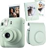 Instax mini 12 Camera-10-Piece Film-Mini Album and Leather Case Set Green