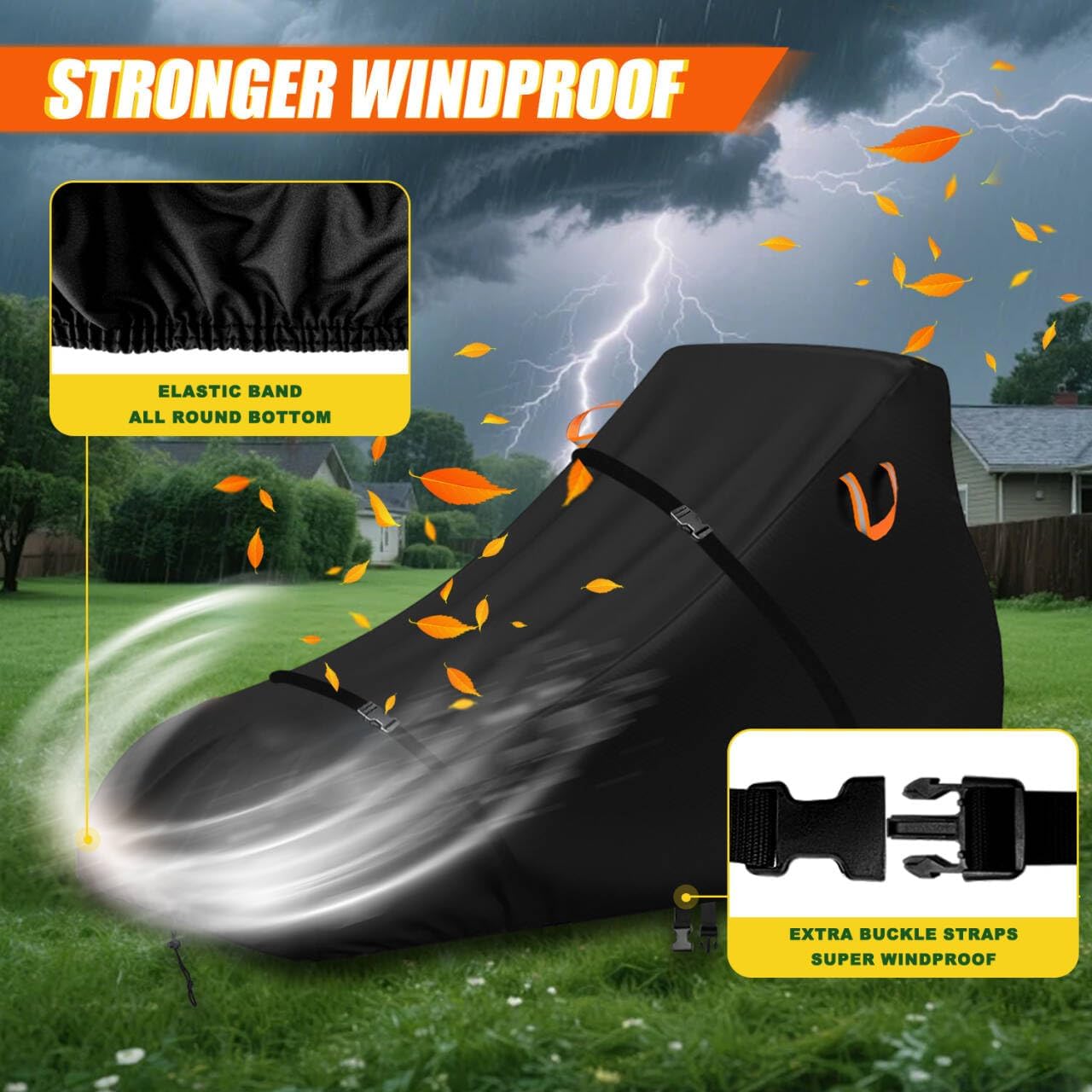 Compact Tractor Cover,Farm Riding Utility Tractor Full Covers Waterproof Heavy Duty,Durable Anti-UV 600D Polyester,Fits for John Deere, Kubota, Yanmar,Kioti,Bobcat,189" Lx75 Wx85 H-Aibiley