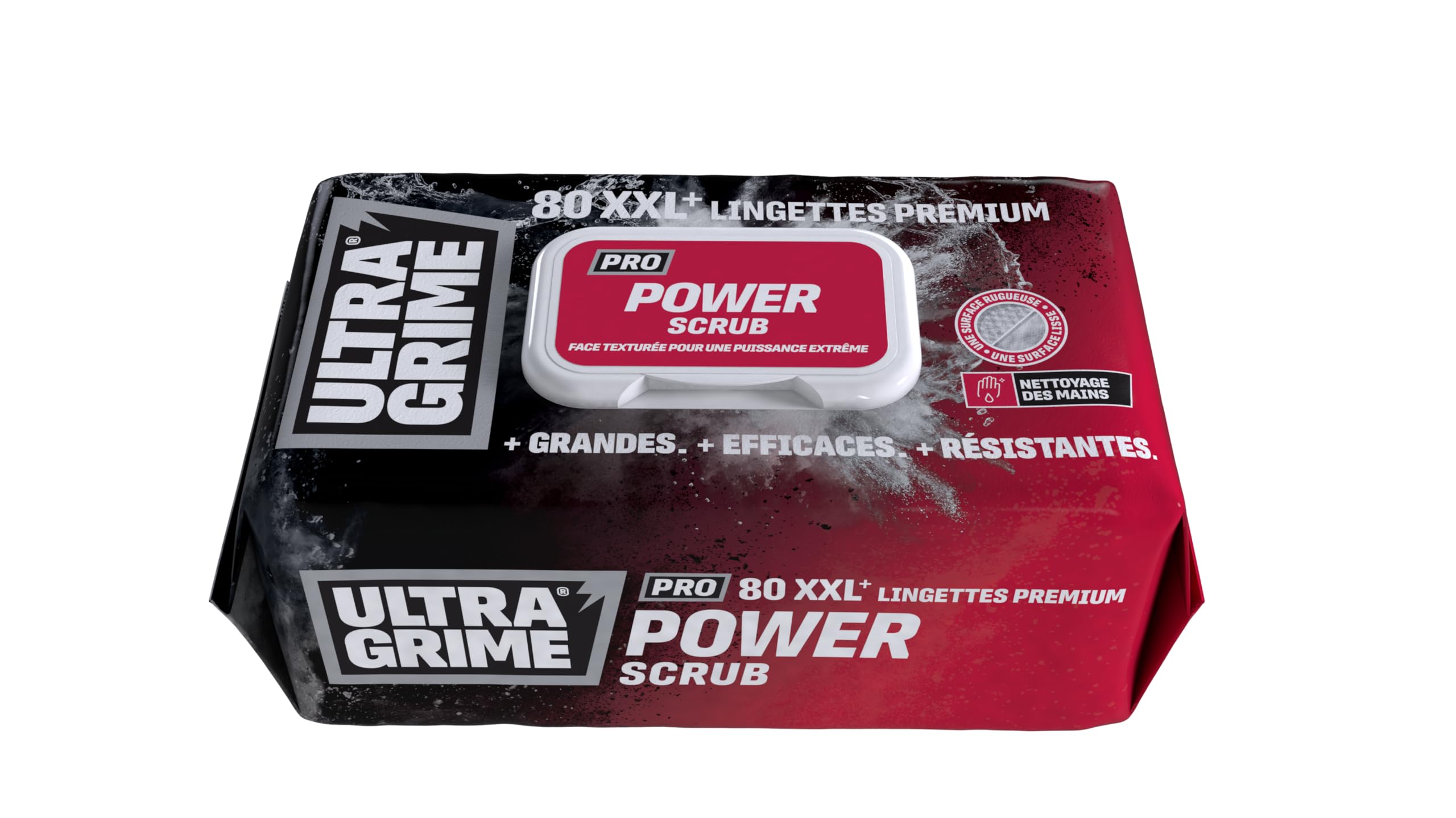 UltraGrime Pro Power Scrub | Salviette industriali potenti per rimuovere sporco e sporco su tutte le superfici | 80 salviette umidificate extra larghe, 38 cm x 25 cm