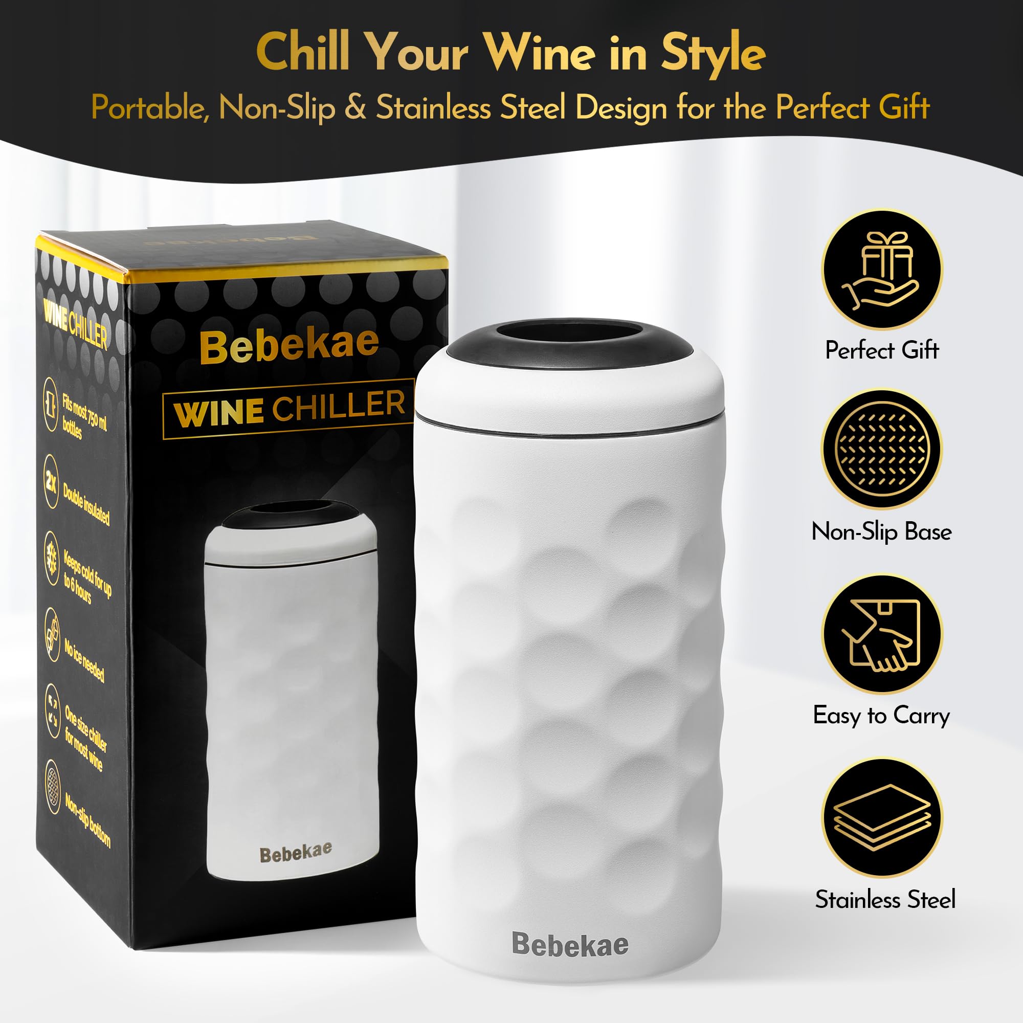 Wine Chiller, Wine Bottle Chiller, Keeps Wine Cold 6+ Hours, 750ml — Amazon image 4