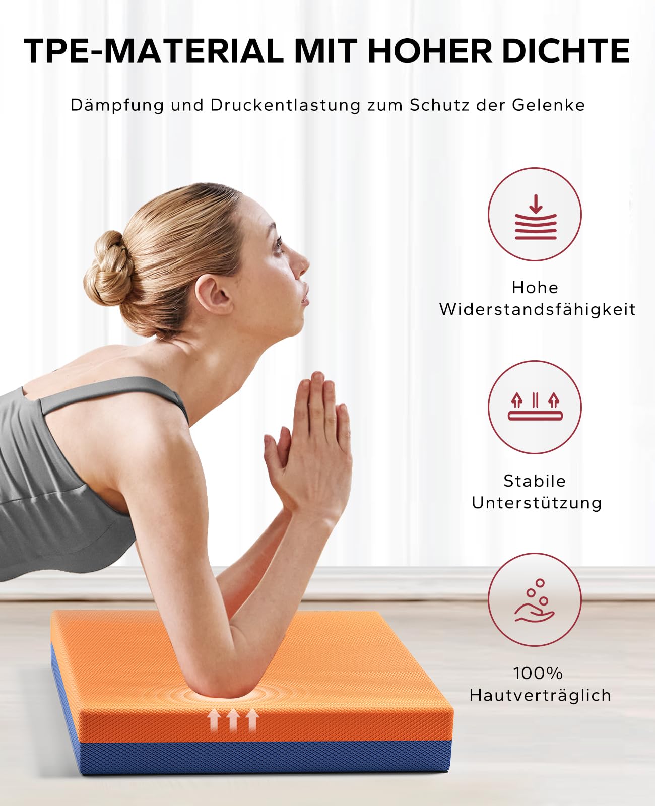 HAPBEAR Balance Pad, 40x33cm/50×40cm rutschfest Balance-Kissen,6cm Dickes Gleichgewichtskissen für Gleichgewicht, Stabilitätstraining, Physiotherapie & Fitness-Kissen,inkl Resistance Band