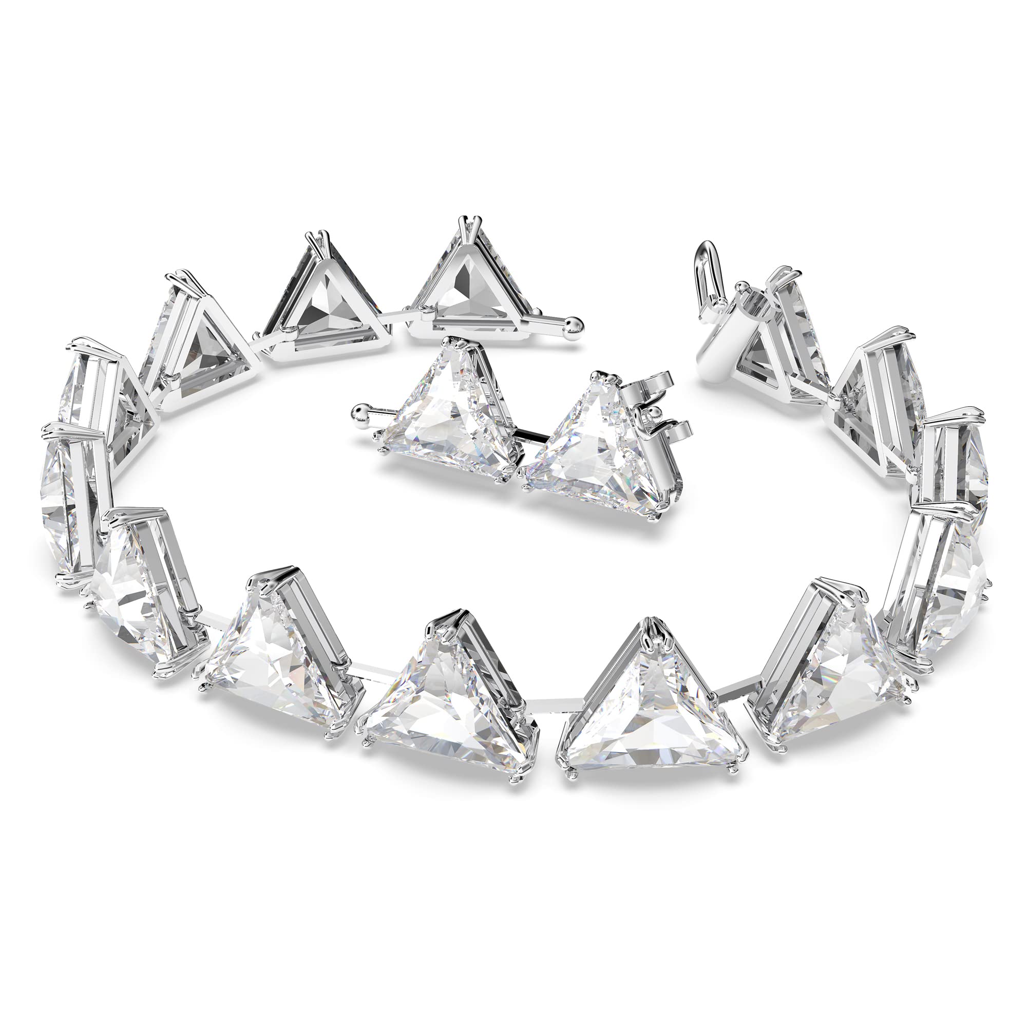 Swarovski Kolczyki kreole Ortyx, Szlif trójkątny, Białe, Powłoka z rodu