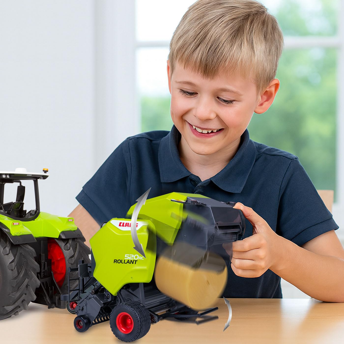 JAMARA 405237 Claas Rollant 520 Rotopressa per trattore RC 1:16 - Accessori agricoli, idea regalo per bambini, carico e scarico, segmenti rotanti manualmente