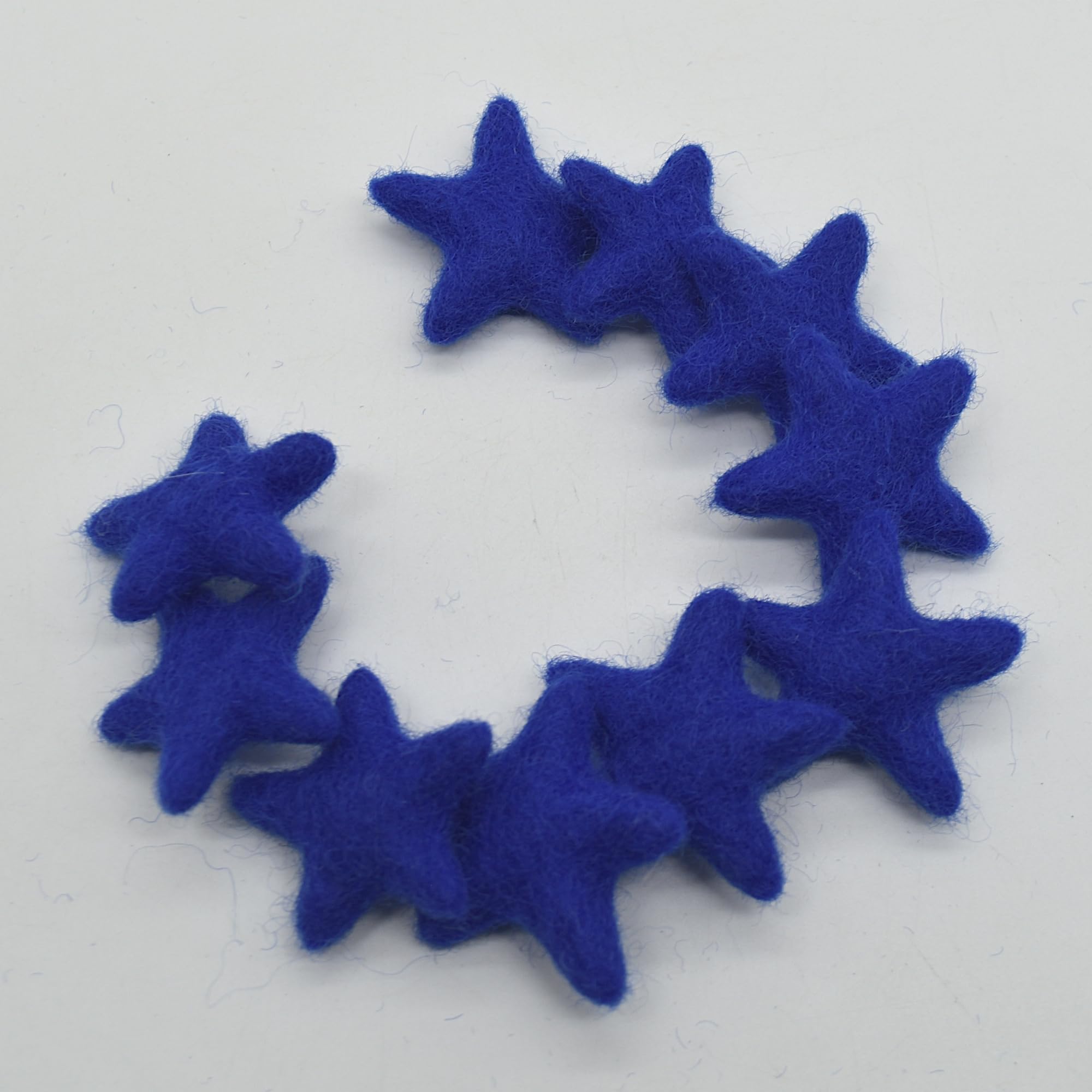 Oriental Direct Medium Blue 100% Wool Felt Stars - 3Cm - 10 Felt Stars
