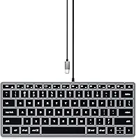 Satechi Teclado Slim W1 Iluminado com Cabo - Teclas Iluminadas e Conexão USB-C - Para M2/ M1 MacBook Pro/Air, M2/ M1 iPad Pro/Air, M2 Mac Mini, iMac M1