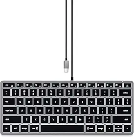 Satechi Teclado Slim W1 Iluminado com Cabo - Teclas Iluminadas e Conexão USB-C - Para M2/ M1 MacBook Pro/Air, M2/ M1 iPad Pro/Air, M2 Mac Mini, iMac M1