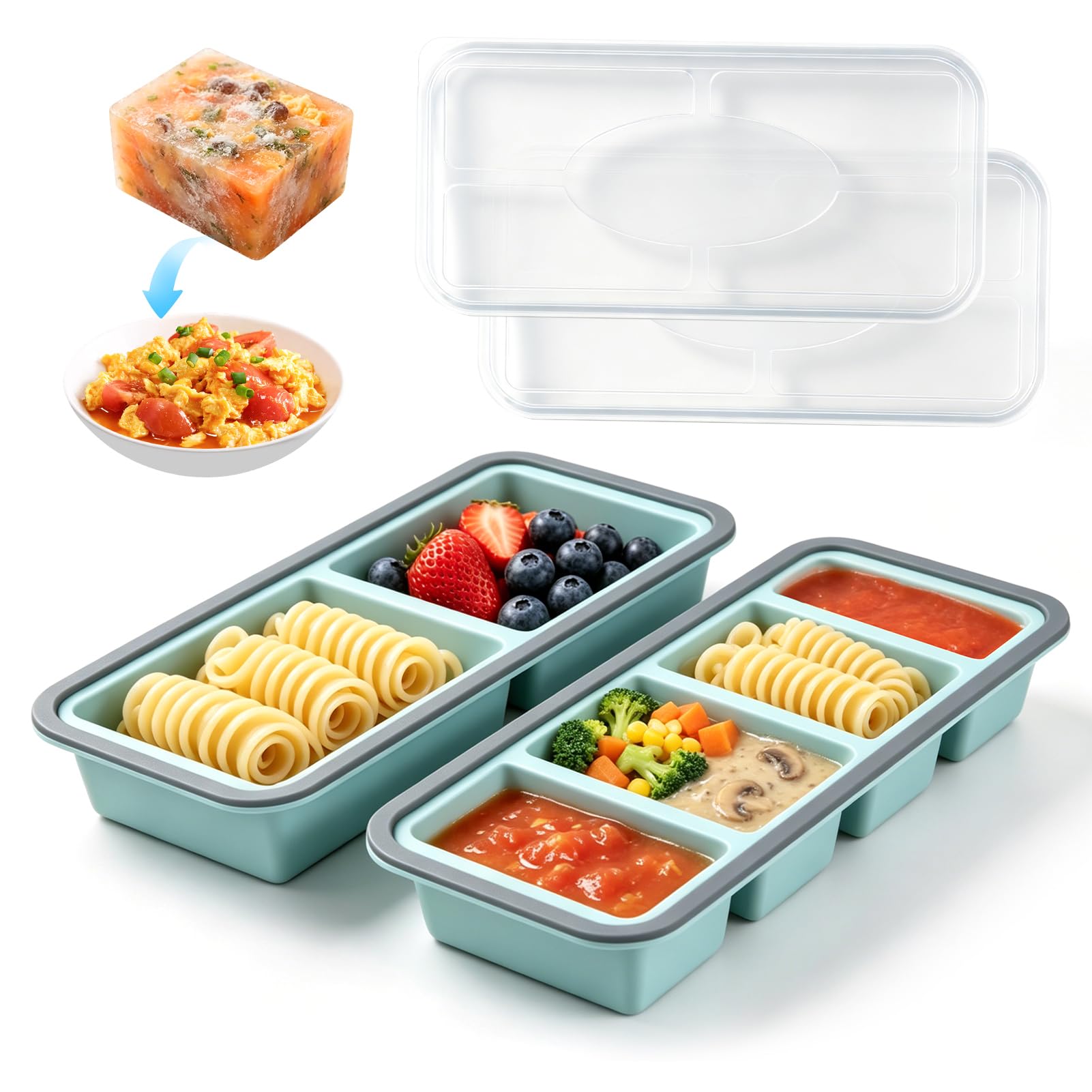 4er-Set Extragroße Silikon-Gefrierformen Mit Deckel – 250 Ml & 500 Ml Messmarkierungen, Antihaft, Lebensmittelecht – Ideal Für Suppen, Soßen, Brühen & Meal Prep