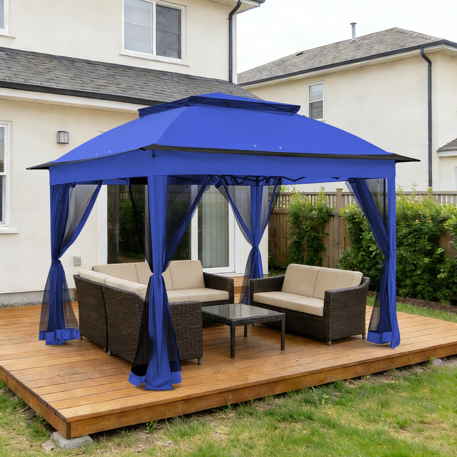 Photo 1 of ***DAMAGED*** ***STOCK PHOTO IS A DIFFERENT COLOR*** COOS BAY 11x11 Pop Up Gazebo with Netting, Outdoor Gazebo, Grey