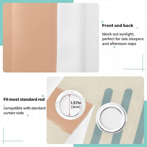 Miniatura 4 de Wudan Beige Stripe Blackout Curtain 84 inches Length Curtains Blackout for Bedroom & Living Room Room Darkening Curtains Curtains & Drapes Decor