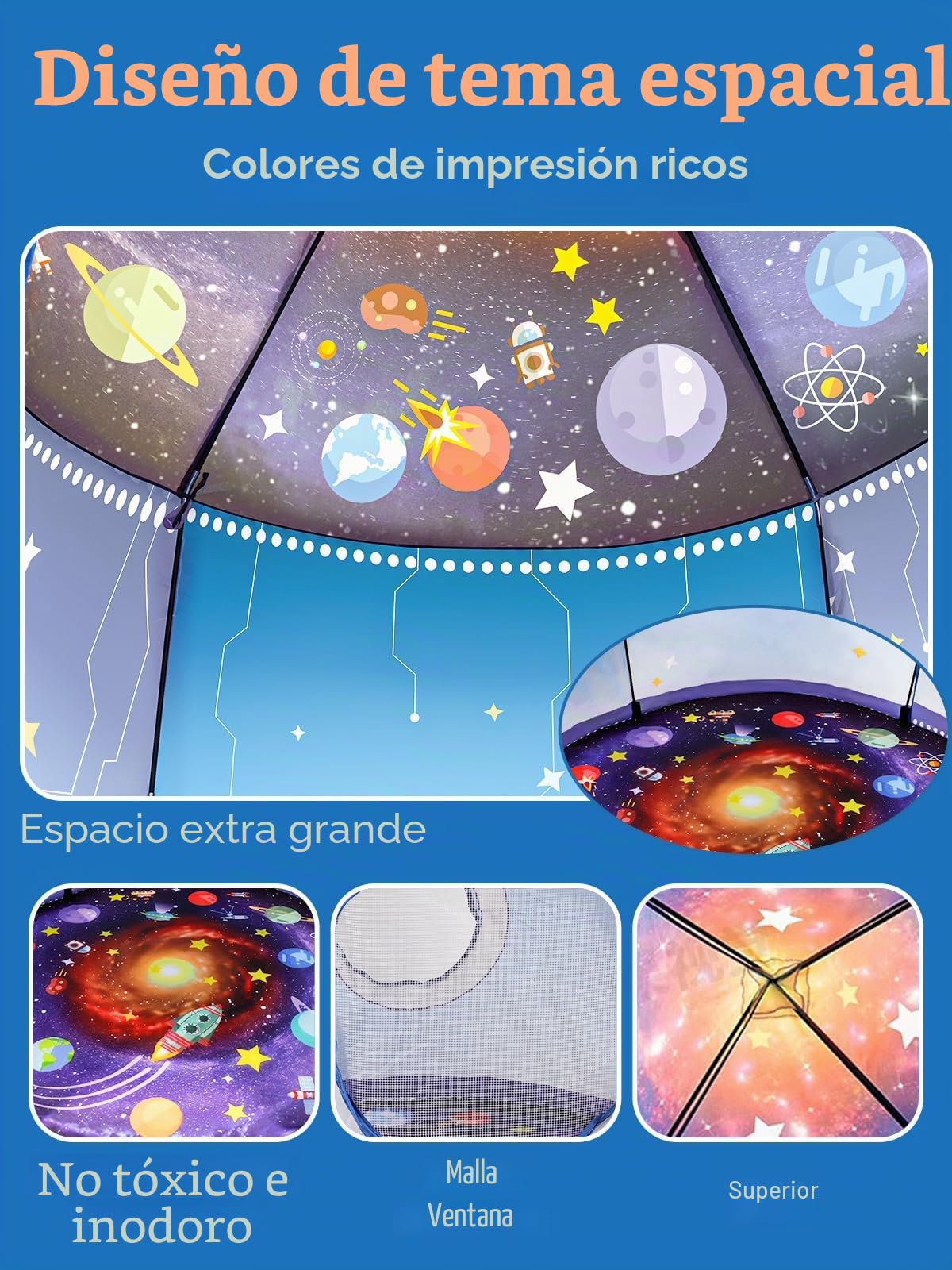 Tienda campaña Cohetes Sala Juegos bebés niños Interior Exterior Nave Espacial Tienda con temática Astronauta Emergente Juguete Espacial portátil Tienda Fiesta Disfraces en Casa Regalo de cumpleaños