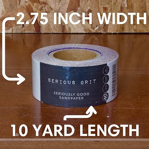 Miniatura 5 de Serious Grit Rollo de papel de lija PSA de grano de cerámica de grano 40, rollo de lijado adhesivo resistente para tablero largo, papel de lija
