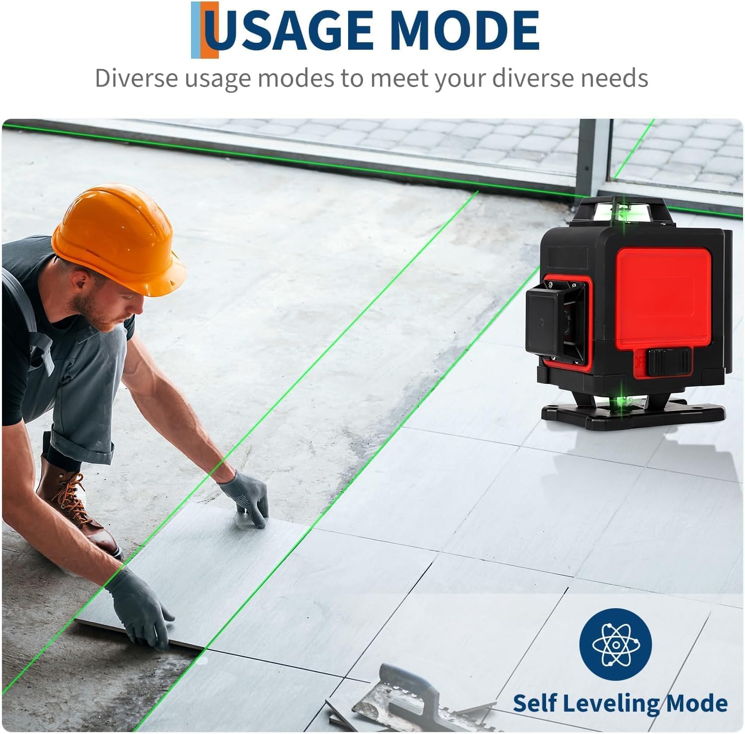 Garvee Laser Level with Tripod for Construction Vertical and Horizontal Line, 4 * 360 Manual Self leveling with Type-C Rechargeable Battery for Construction, IP54 Waterproof