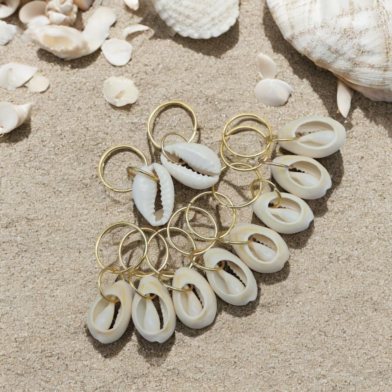 20 Pack Shell Hair Clip, Cowrie Shells for Hair for Women Seashell for Hair Braids DIY Sea Shell Gold Hair Rings Accessories image 5
