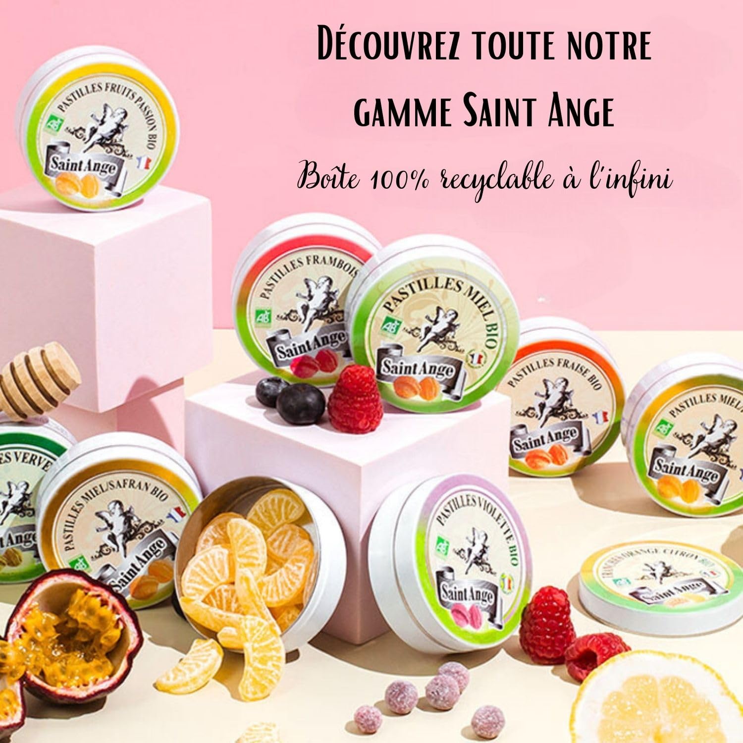 Pastilles Saint-Ange | Bonbons Traditionnels 100% Français (Coquelicot)