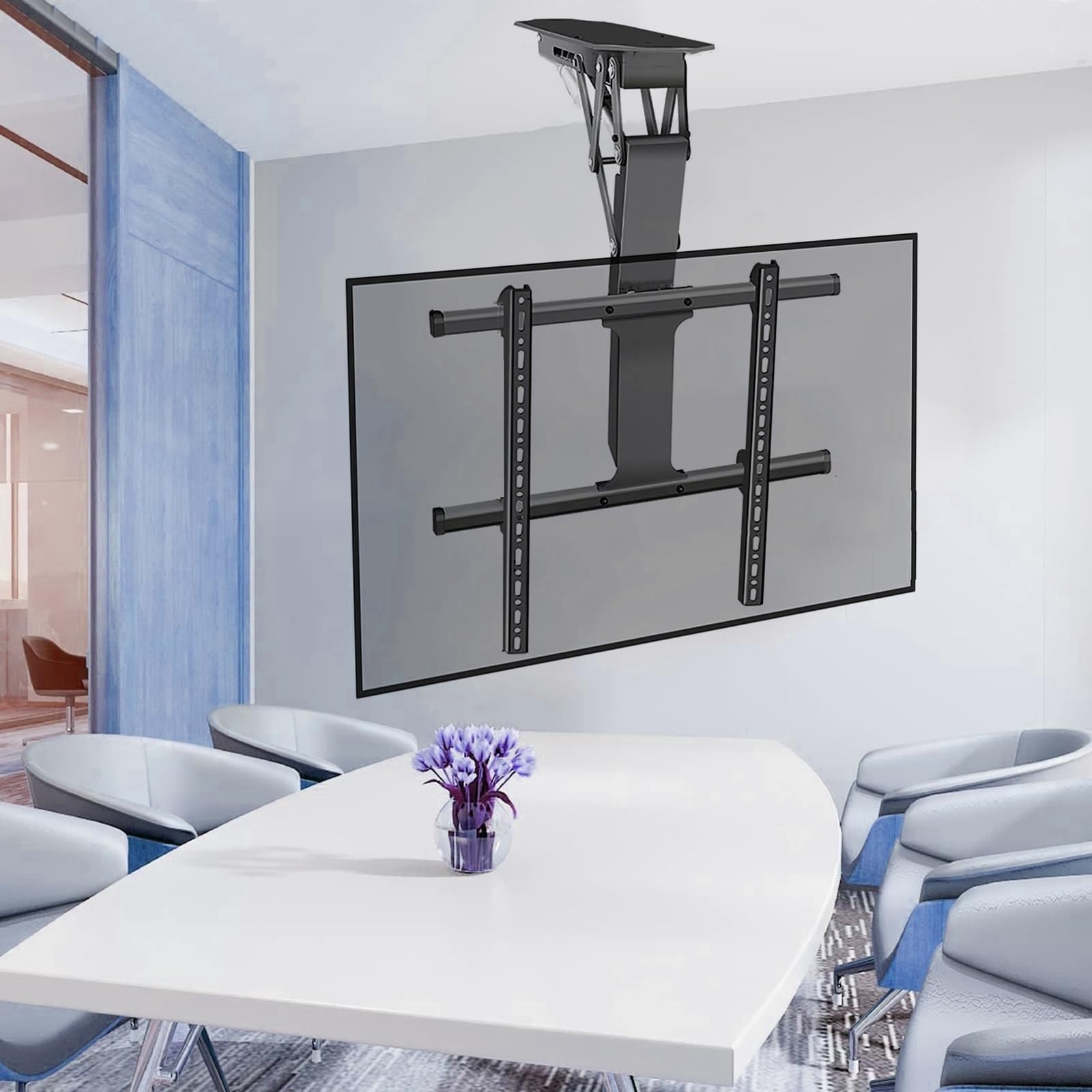 Support de plafond pour téléviseur électrique rabattable de 50 à 75 pouces ajustement plafond
