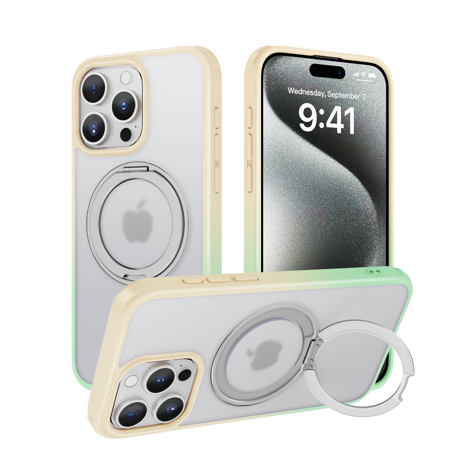 Amazon.co.jp: iPhone 15 Pro 6.1インチ用ケース 縦横両対応リング 360 