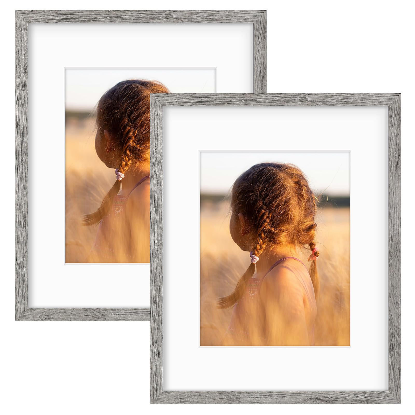 Golden State Art, 16X20 Picture Frame with Mat for 11X14 - High Definition Glass Wall Mounting Horizontal Vertical Display (Gray, 2 Pack)