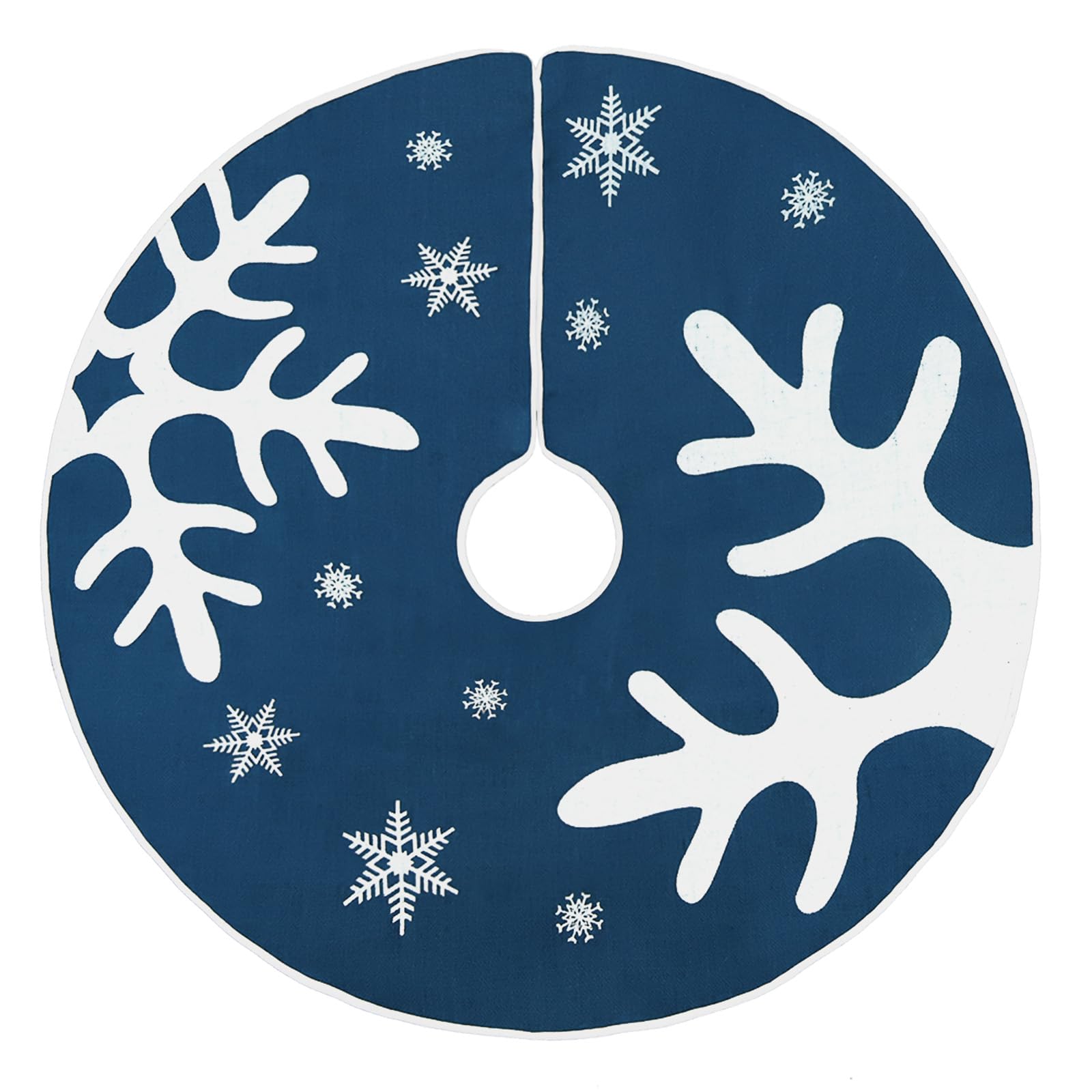 N&T NIETING Christmas Tree Skirt, 30 Inches Classic Burlap Tree Skirt for Christmas Tree Holiday Party Indoor Outdoor Decoration, Dark Blue