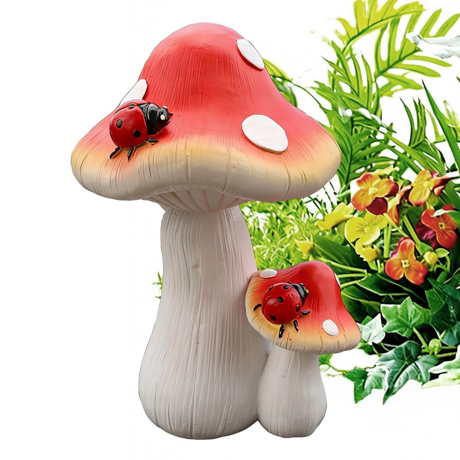 Posąg grzybowy do ogrodu, dekoracje podwórka, ozdoby na patio, dla ogrodników, właścicieli domów, patio, ścieżka, weranda, chodnik, podjazd, balkon, podwórko, trawnik, park