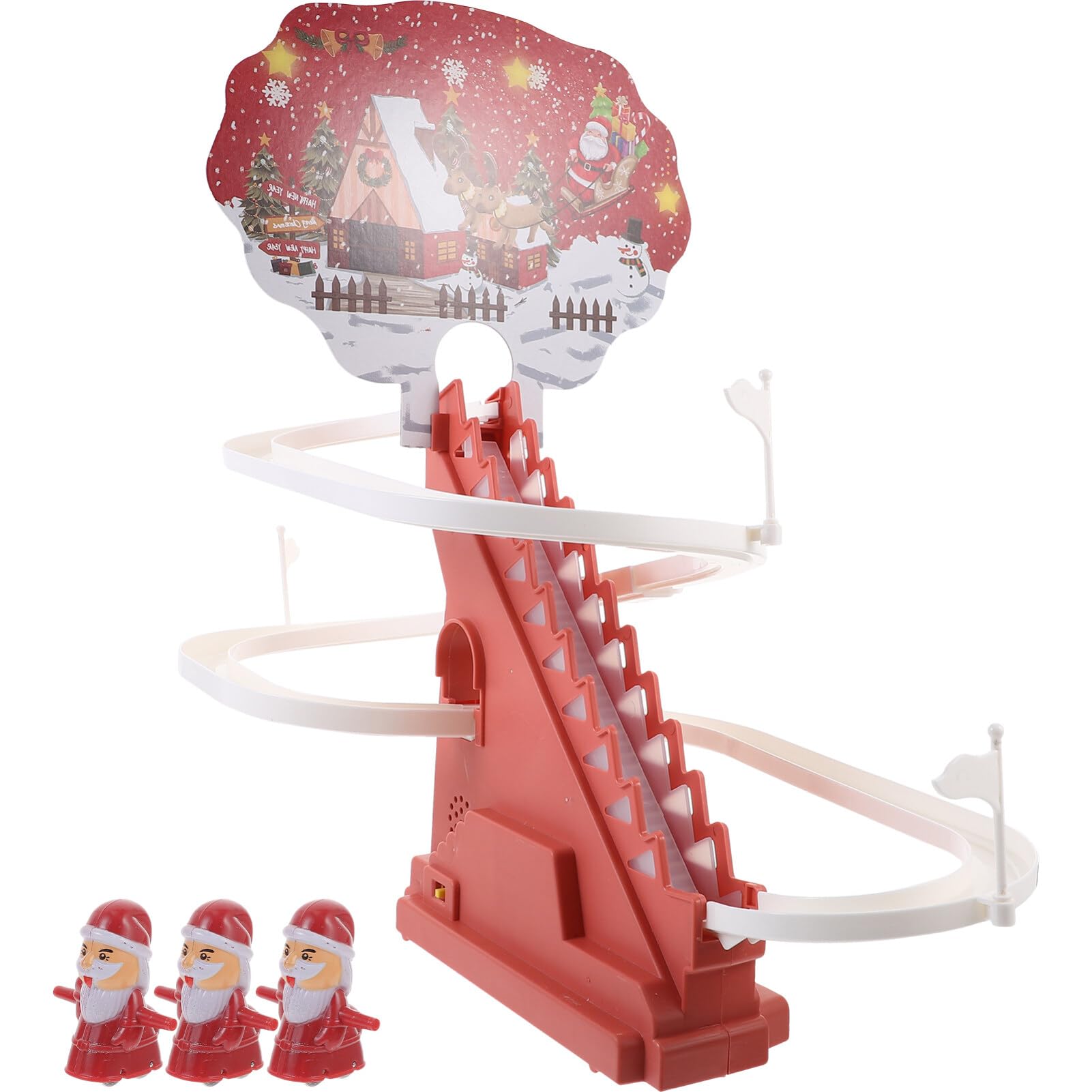 Jouet Escalade Électrique Père Noël – Toboggan Automatique Lumineux Et Musical Avec 5 Figurines