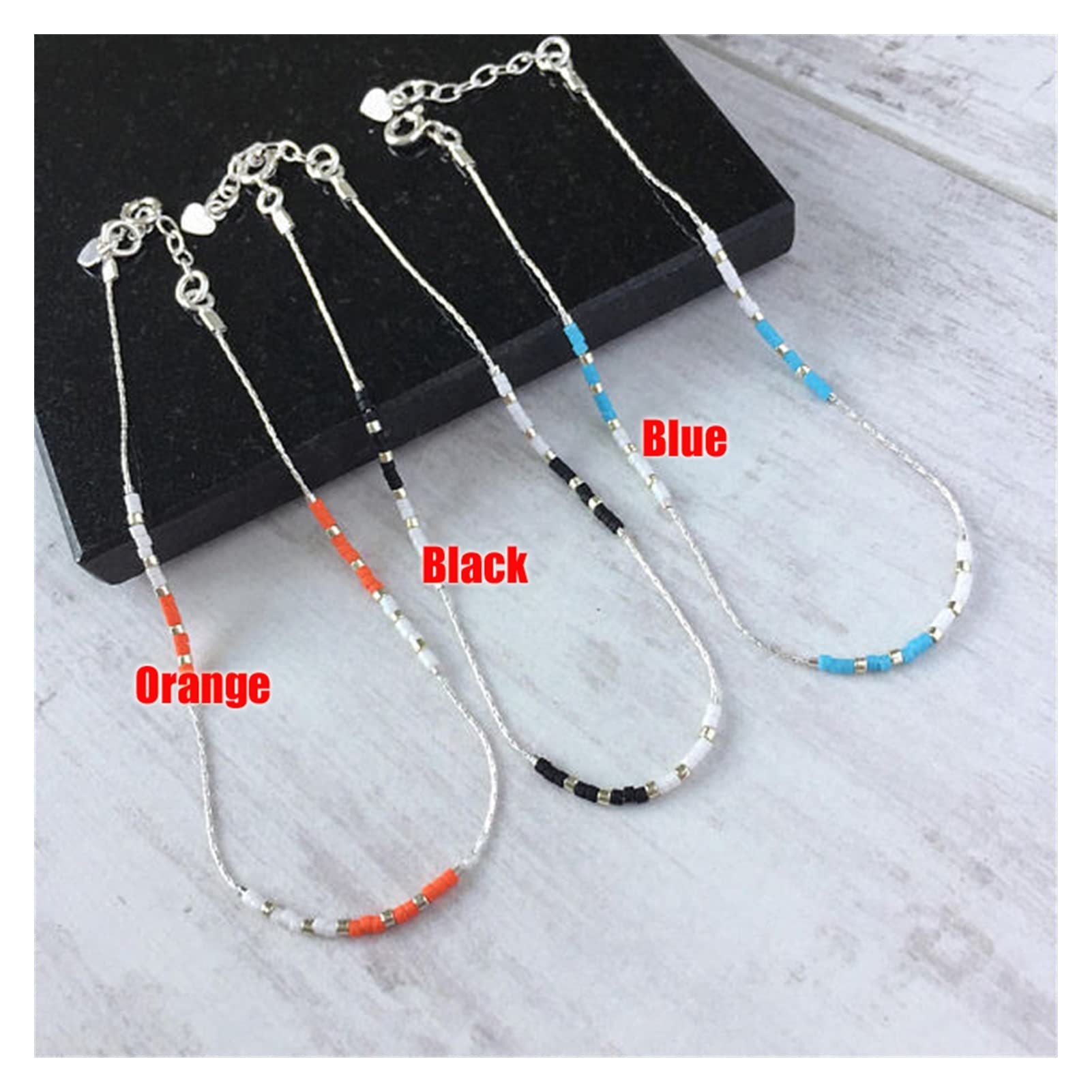 Cavigliere Perline Colorate Fatte a Mano Gioielli Cavigliera per Gioielli da Donna Ornamenti per Caviglie di personalità retrò Cavigliera Moda Cavigliere da Donna (Color : Orange)
