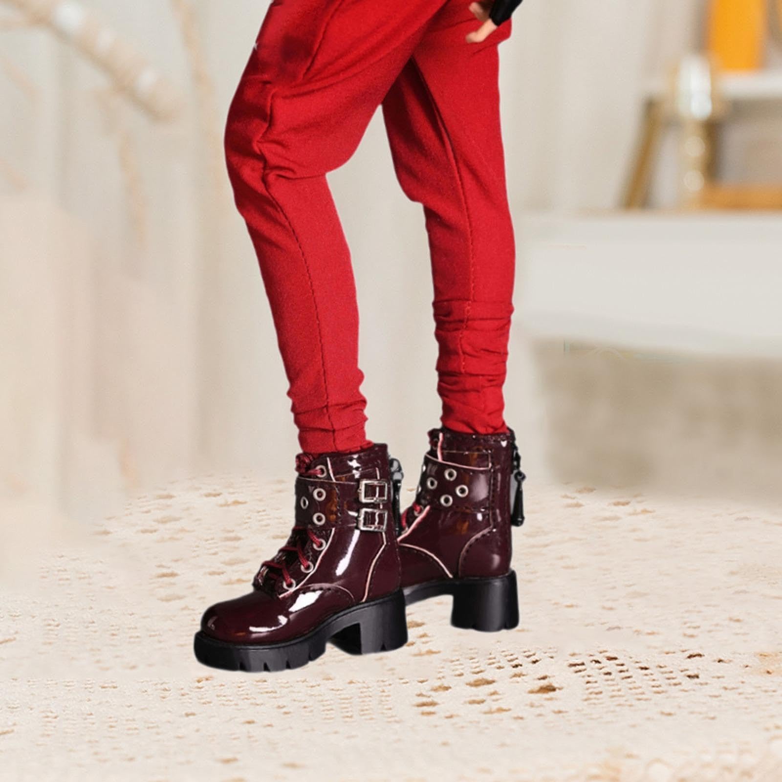 Stöckelschuhe Im Maßstab 1/6 Für 12-Zoll Actionfiguren – Handgefertigt Aus PU, Rot, Verkleidungszubehör