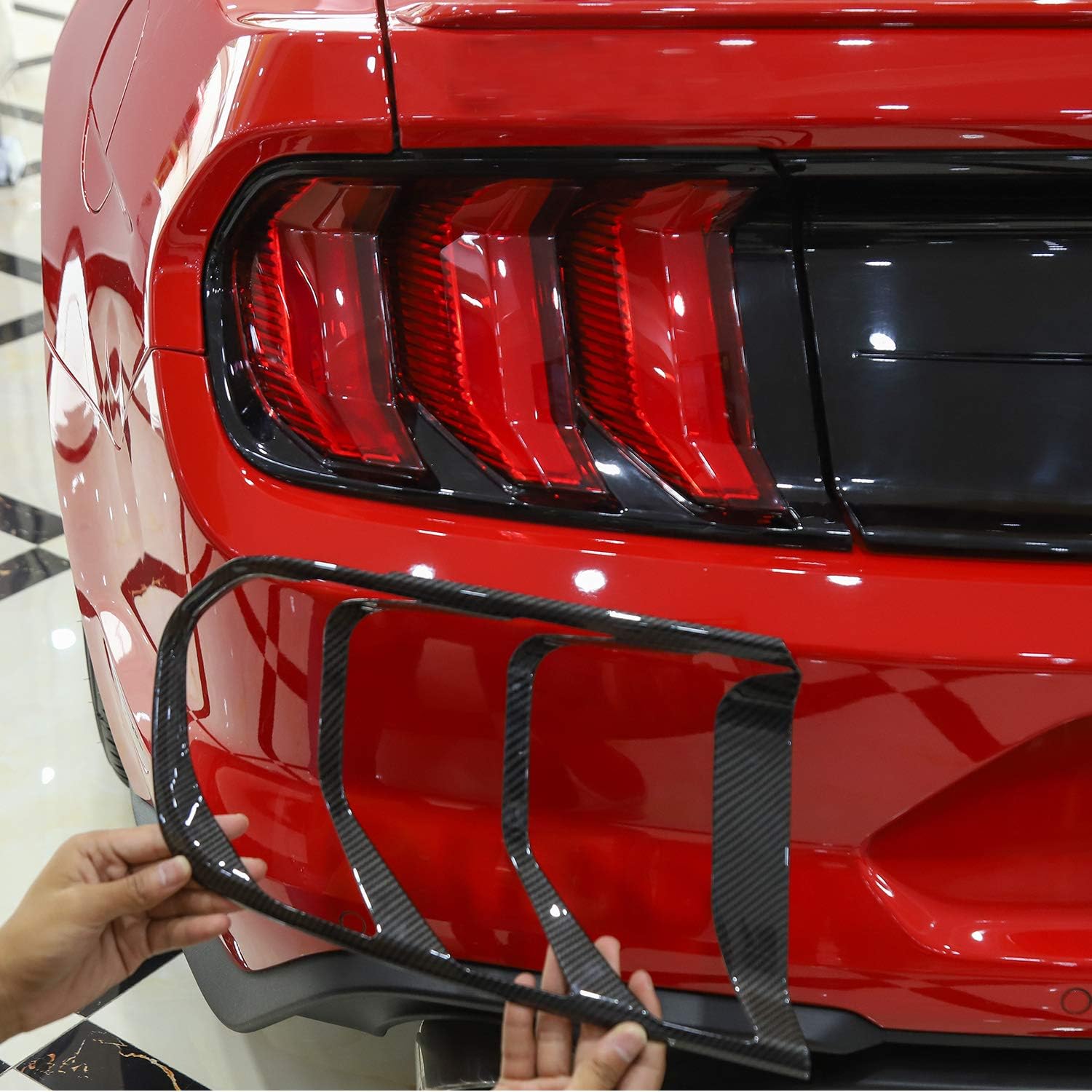 JeCar Carbon Fiber Tail Light Cover Bezel Trim Accessories for 2018-2023 Ford Mustang