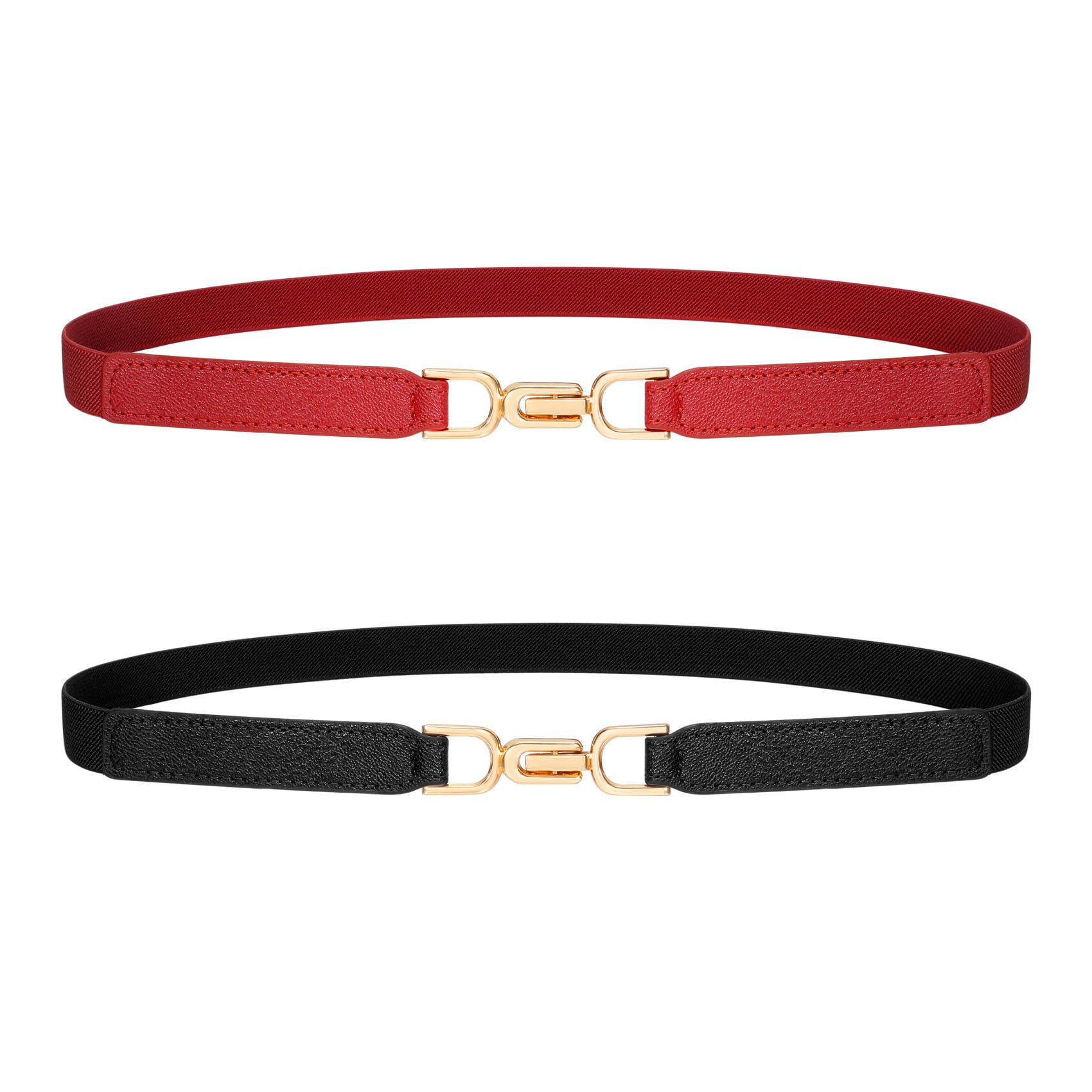 SUOSDEY Women Thin Elastic Belt Fashion Skinny Stretch Ladies Waist Belt for Dresses Jeans Pants 0.7" Width