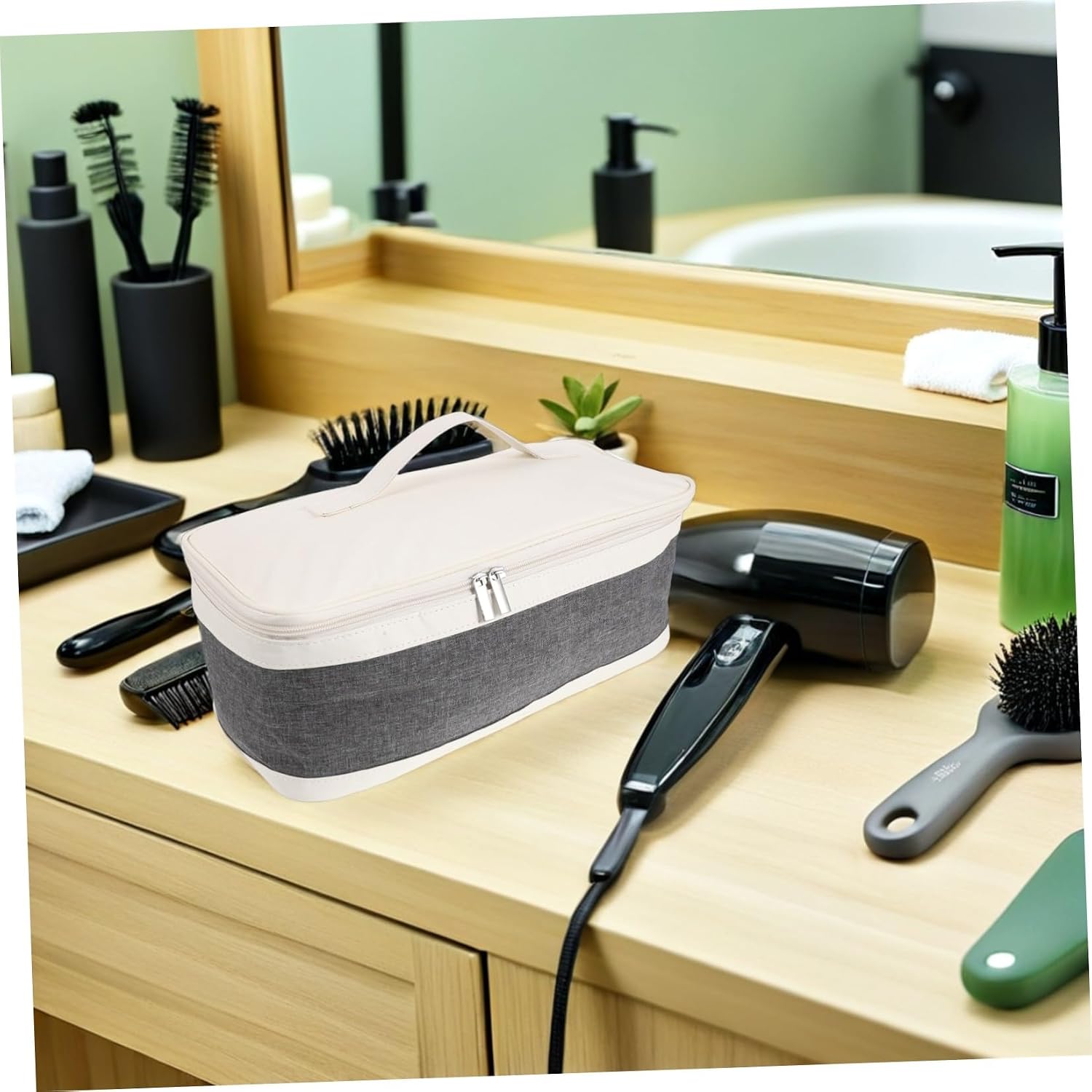 Hair Dryer Storage Bag with Zipper Closure Single Layer Portable Hair Tools Organizer Pouch 14.6x6.7x5.1 Inches for Travel