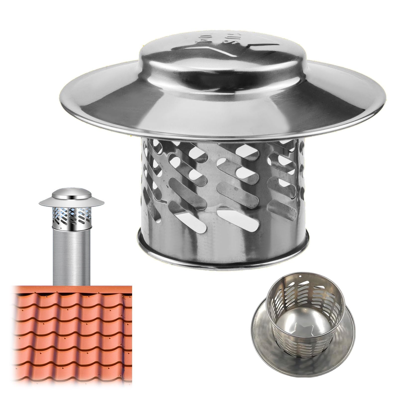PFXNGMS 2.95/3.15/4.33/6.3/7.87 in Mesh Chimney Cover, 304 Stainless Steel Dome Stove Pipe Chimney Cap, Roof Rain Cap for Outside, Flue Vent Cap for Fireplace(20 cm/7.87 in)