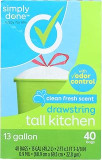 Simply Done, Tall Kitchen Bags, Drawstring, Clean Fresh Scent, 30 Gallon