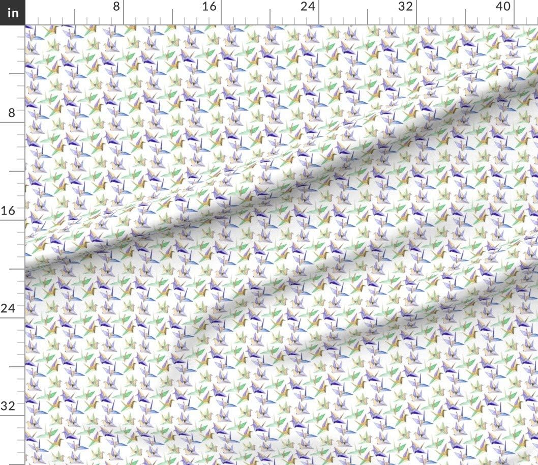 Spoonflower Fabric - Origami Cranes Small Birds Purple Japanese Watercolor Printed on Cotton Poplin Fabric by The Yard - Sewing Shirting Quilting Dresses Apparel Crafts
