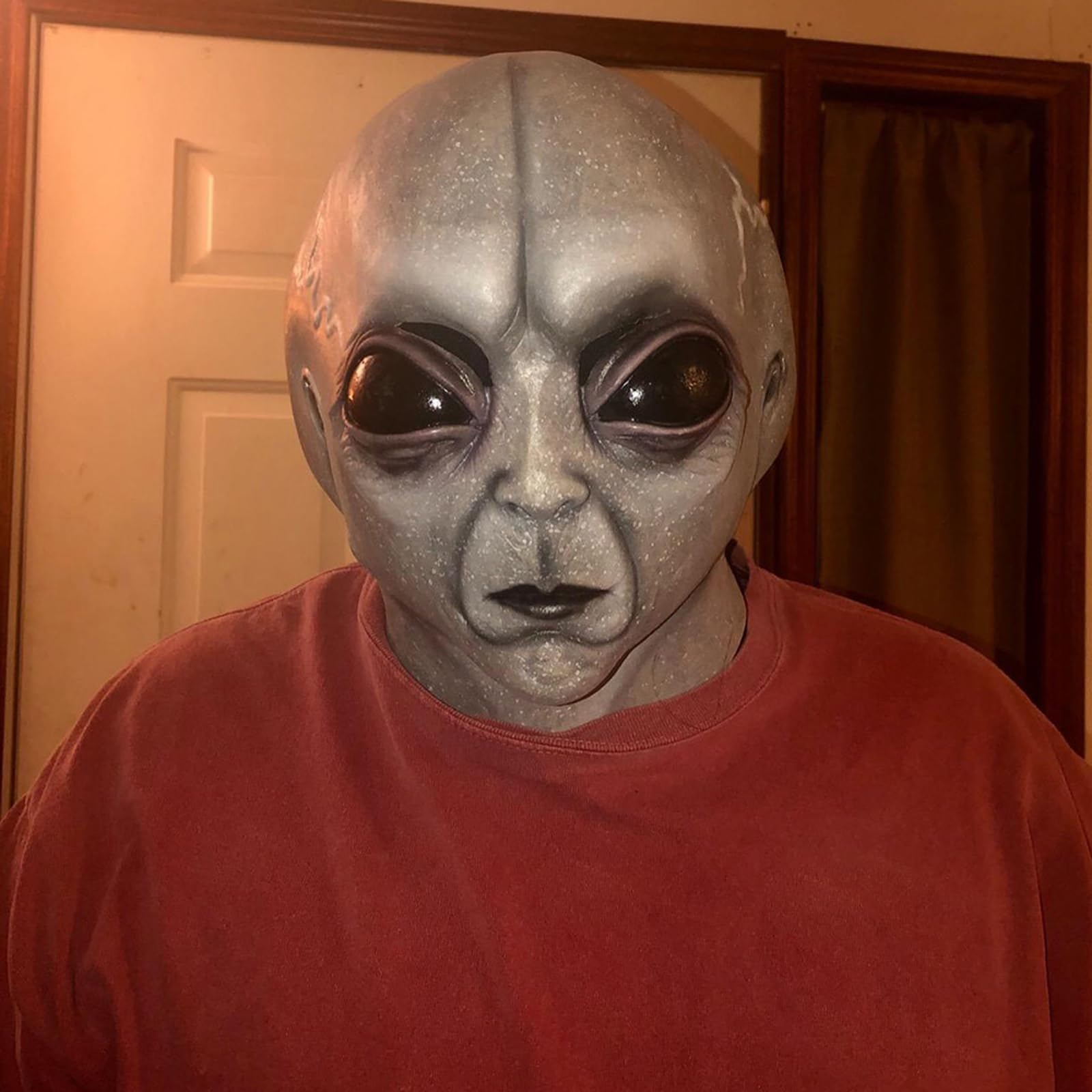 iFCOW Alieno per adulto, realistica Alien Safe Latex Head Cover Extraterrestre Biologico per Carnevale Halloween Cosplay Party