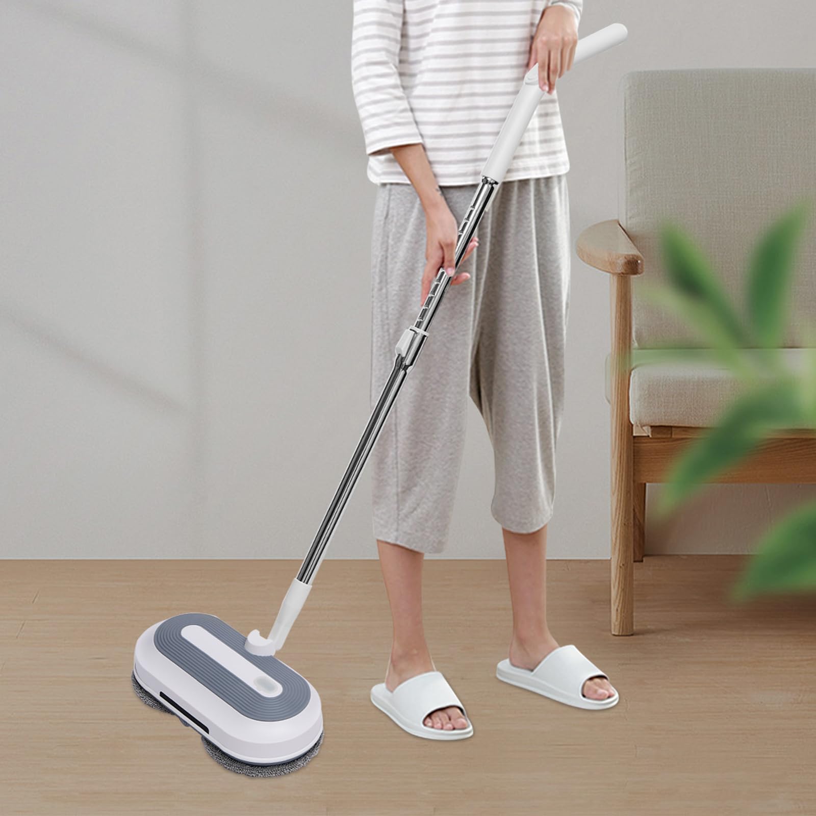 Lavapavimenti Elettrico Senza Fili - 2 Batterie 2000mAh, Serbatoio 400ml, 4 Pastiglie, Con Luce LED - Foto 9