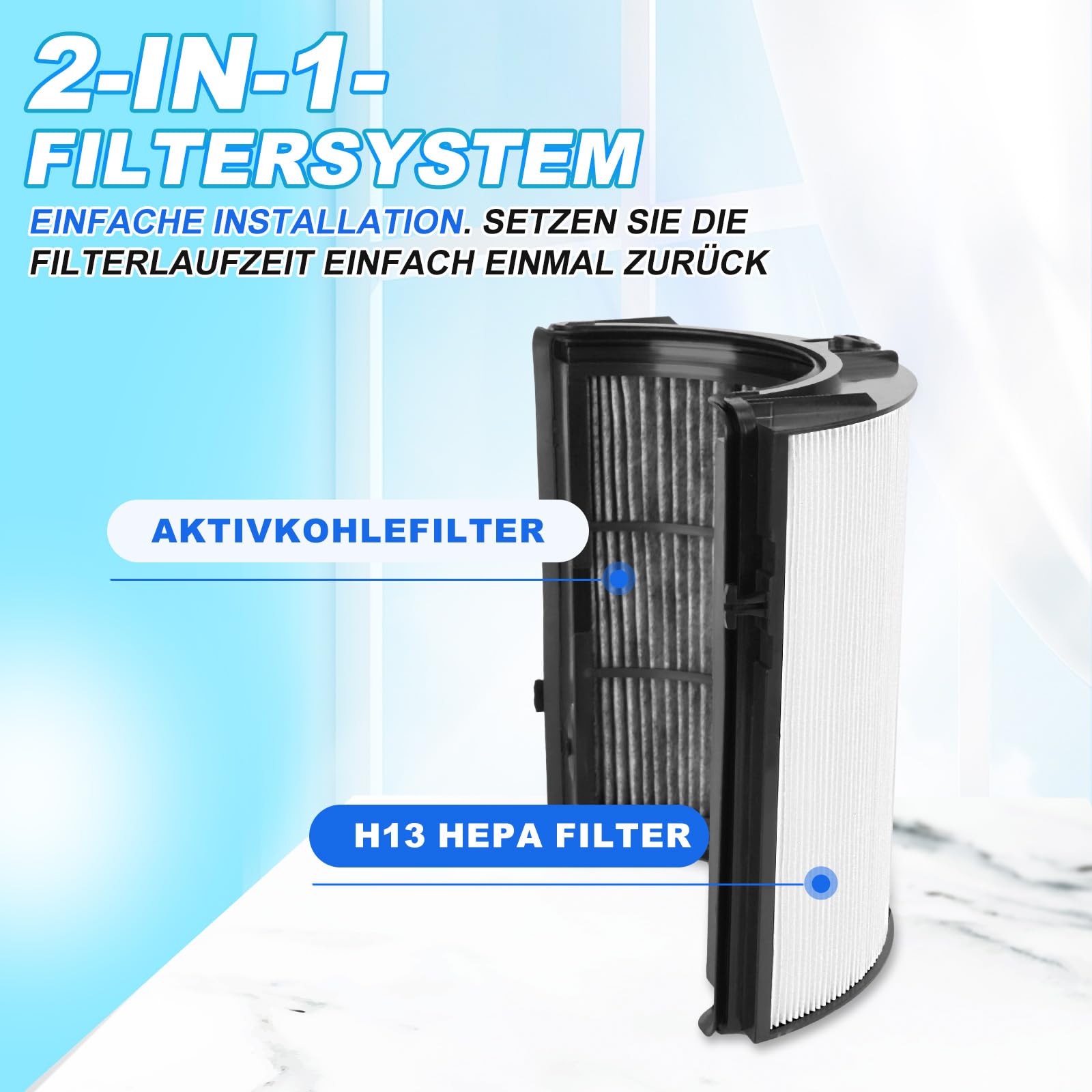 KEEPOW Ersatzfilter für Dyson Luftreiniger HP04 TP04 DP04 PH04 HP09 TP09 HP07 TP07 PH03 PH01, 2-in-1 HEPA Filter und Aktivkohlefilter für Dyson Pure Hot and Cool